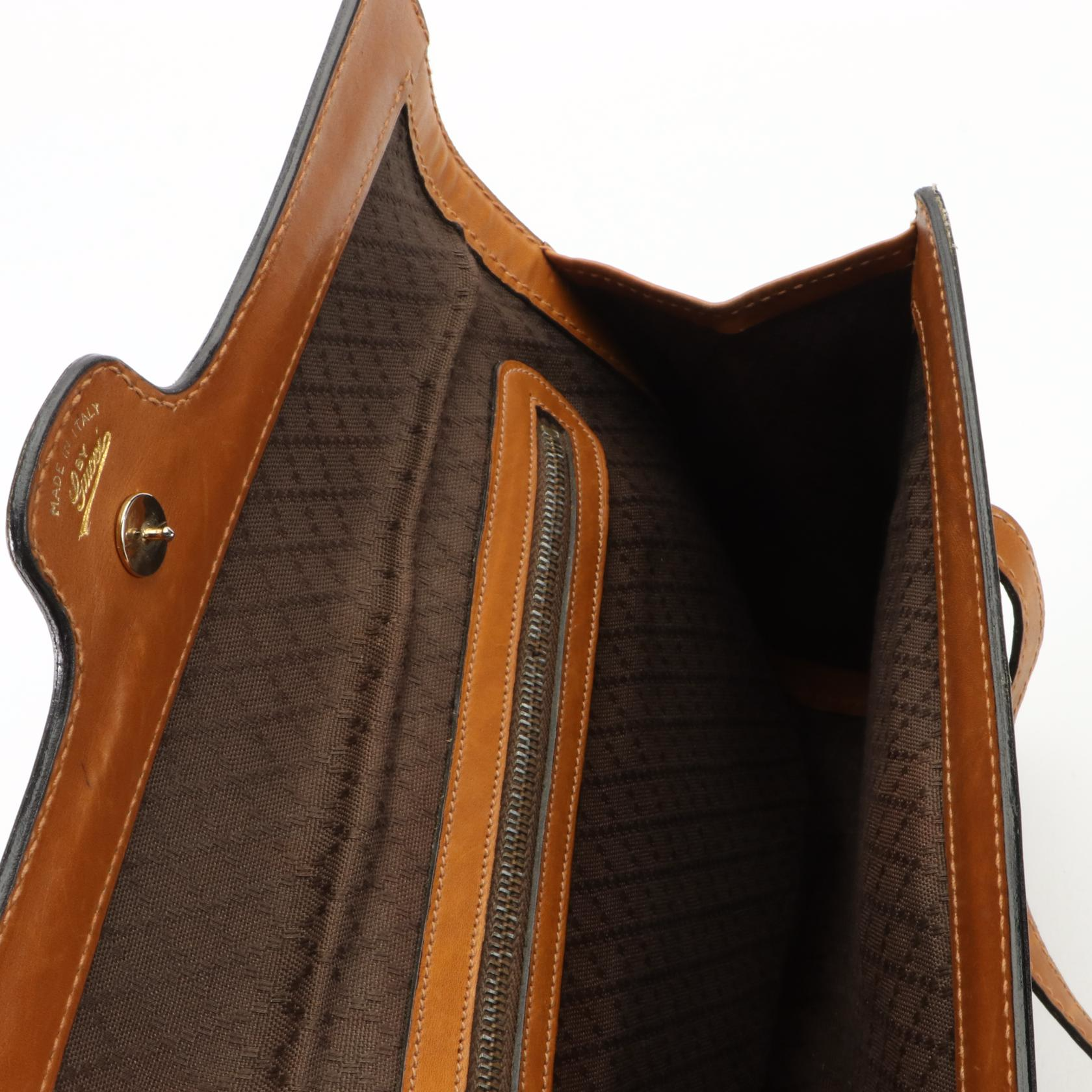 Gucci Shoulder Bag in Diagonal Striped Monogram Canvas and Leather Trim