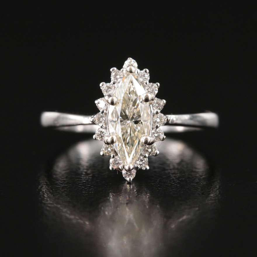 14K 1.07 CTW Diamond Navette Ring