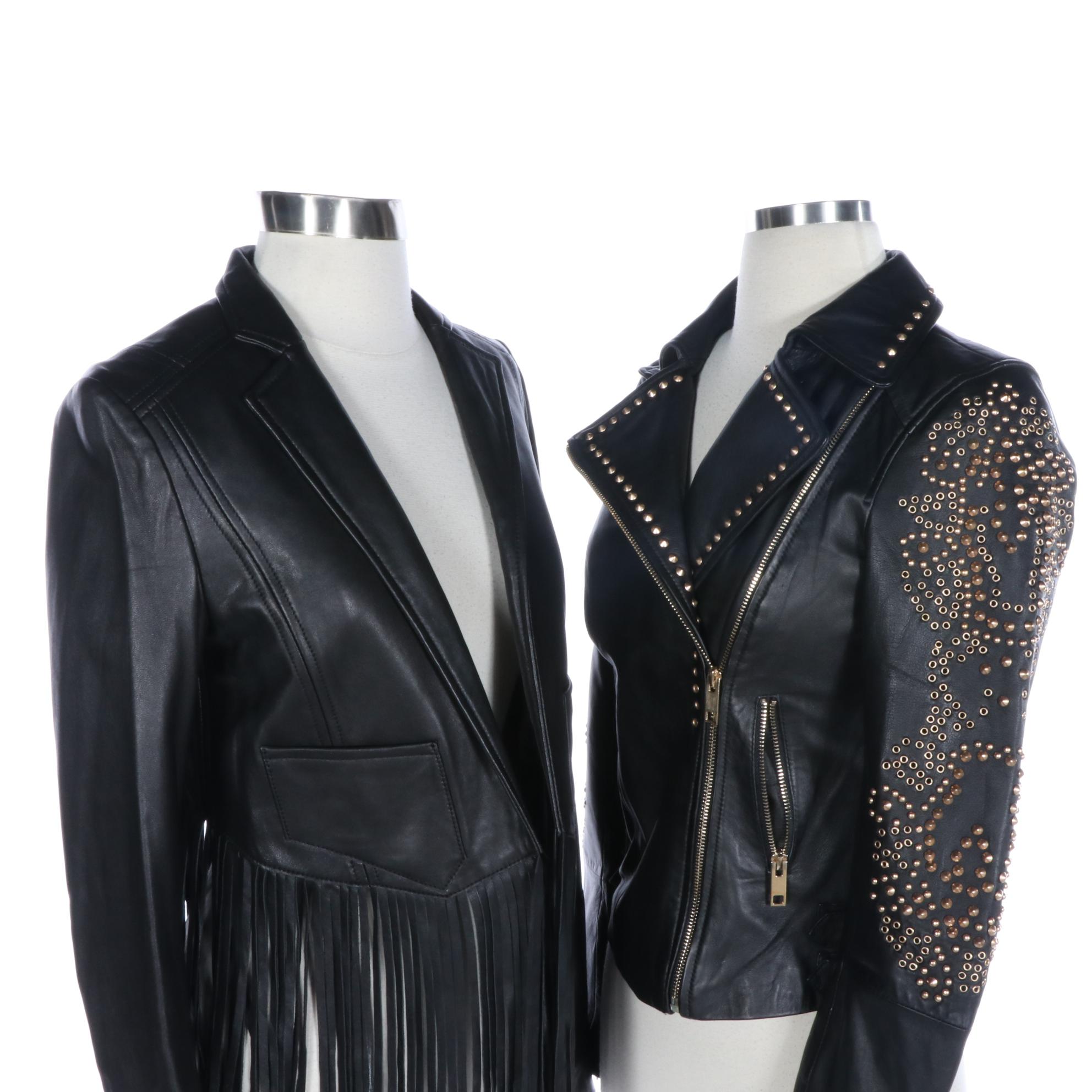 Zara Woman and Cusp by Neiman Marcus Jackets in Studded and Fringed Leather