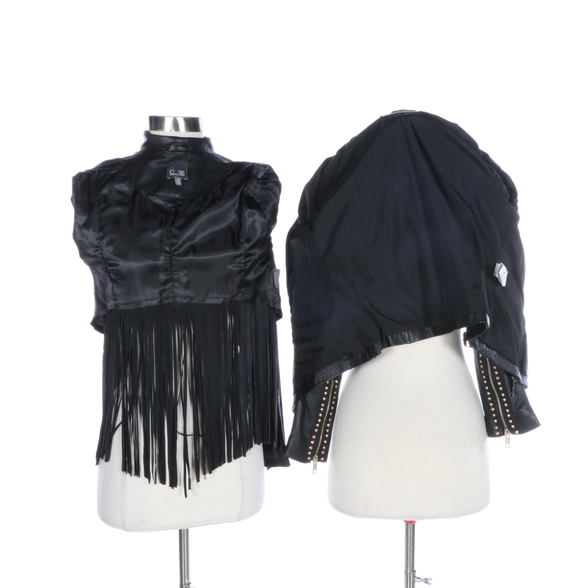 Zara Woman and Cusp by Neiman Marcus Jackets in Studded and Fringed Leather