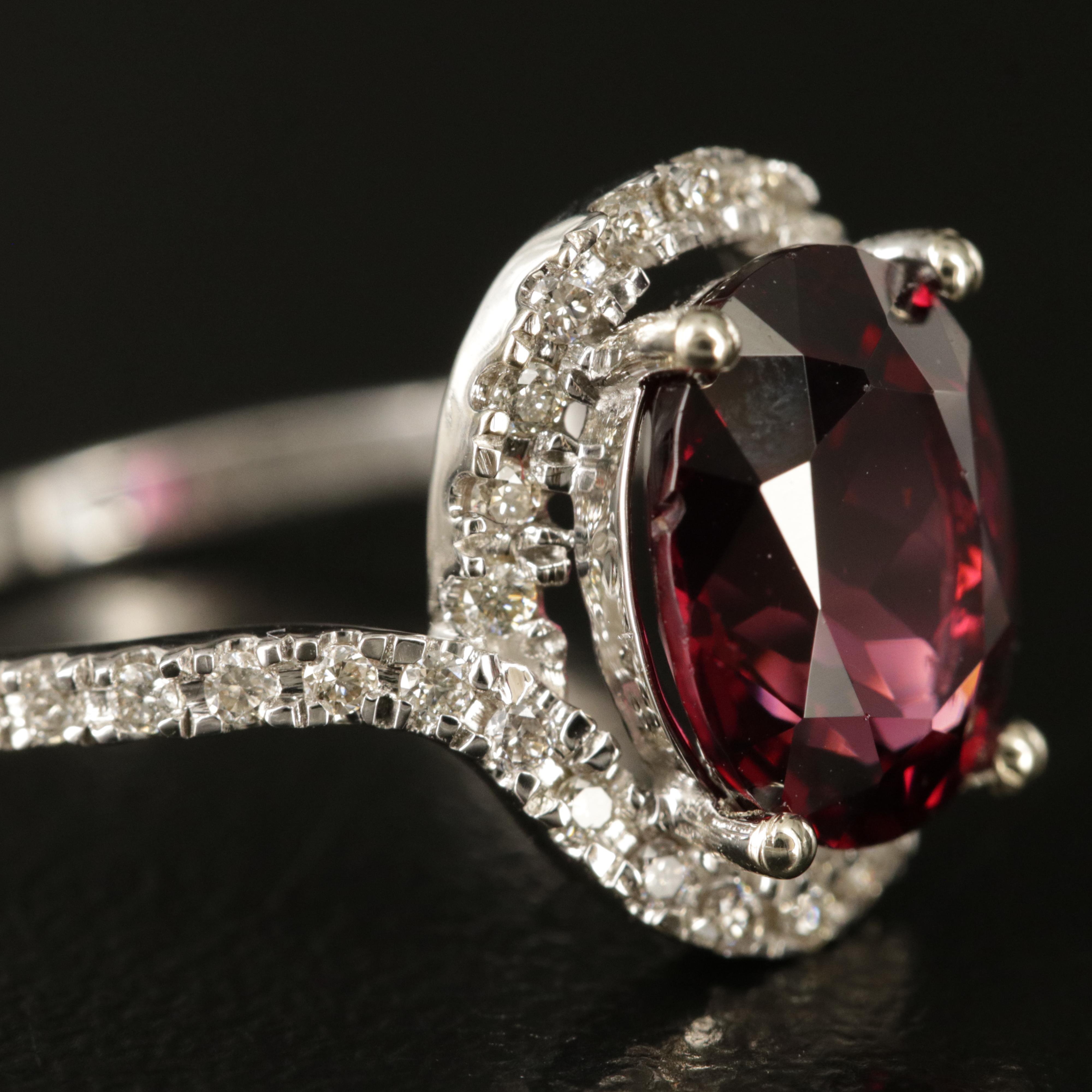 14K Garnet and Diamond Ring