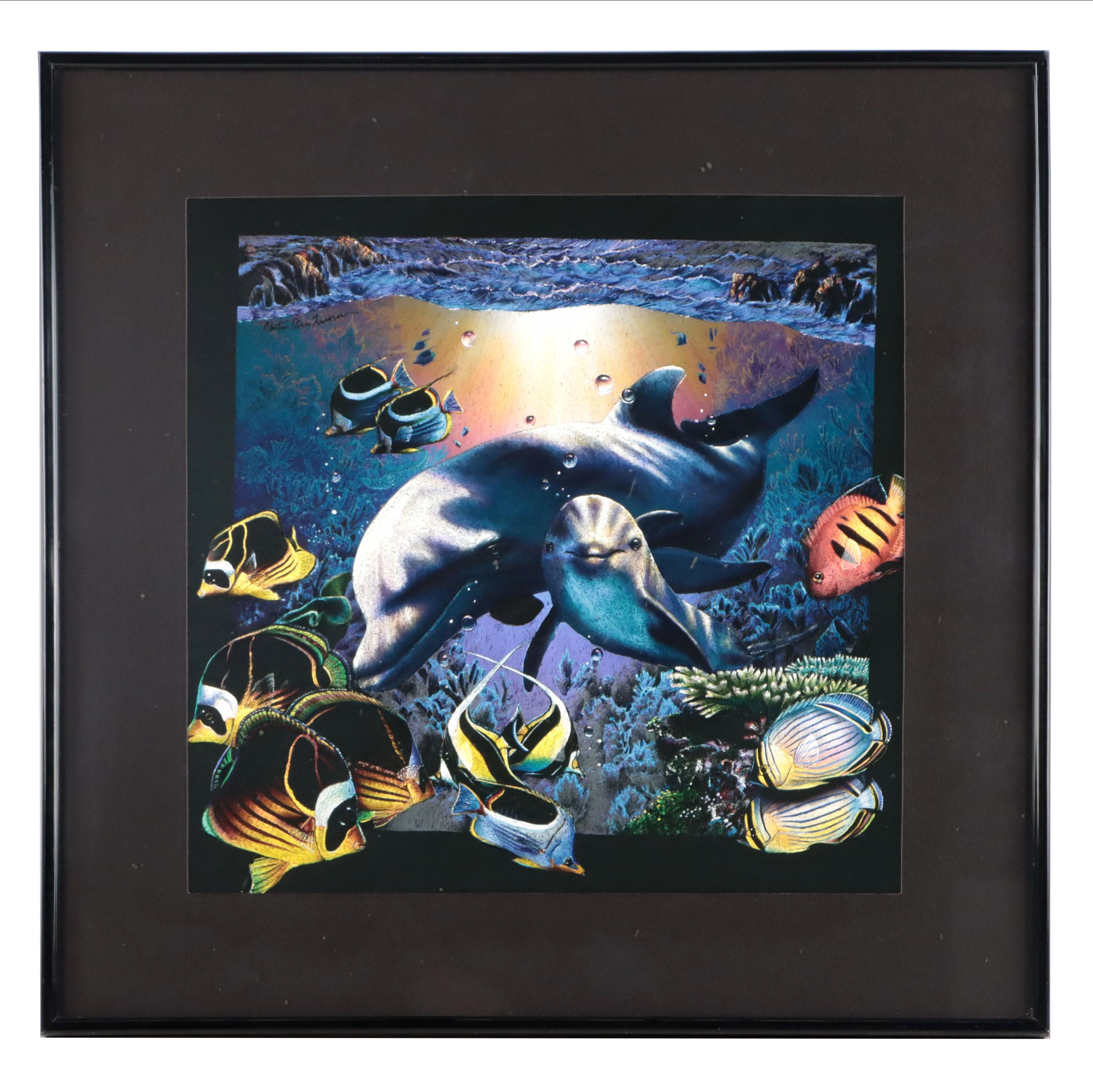 Offset Lithograph After Christian Riese Lassen of Marine Life, Late 20th Century