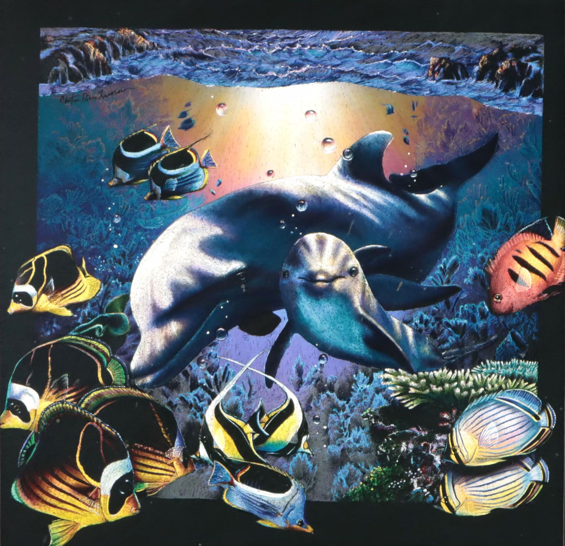 Offset Lithograph After Christian Riese Lassen of Marine Life, Late 20th Century