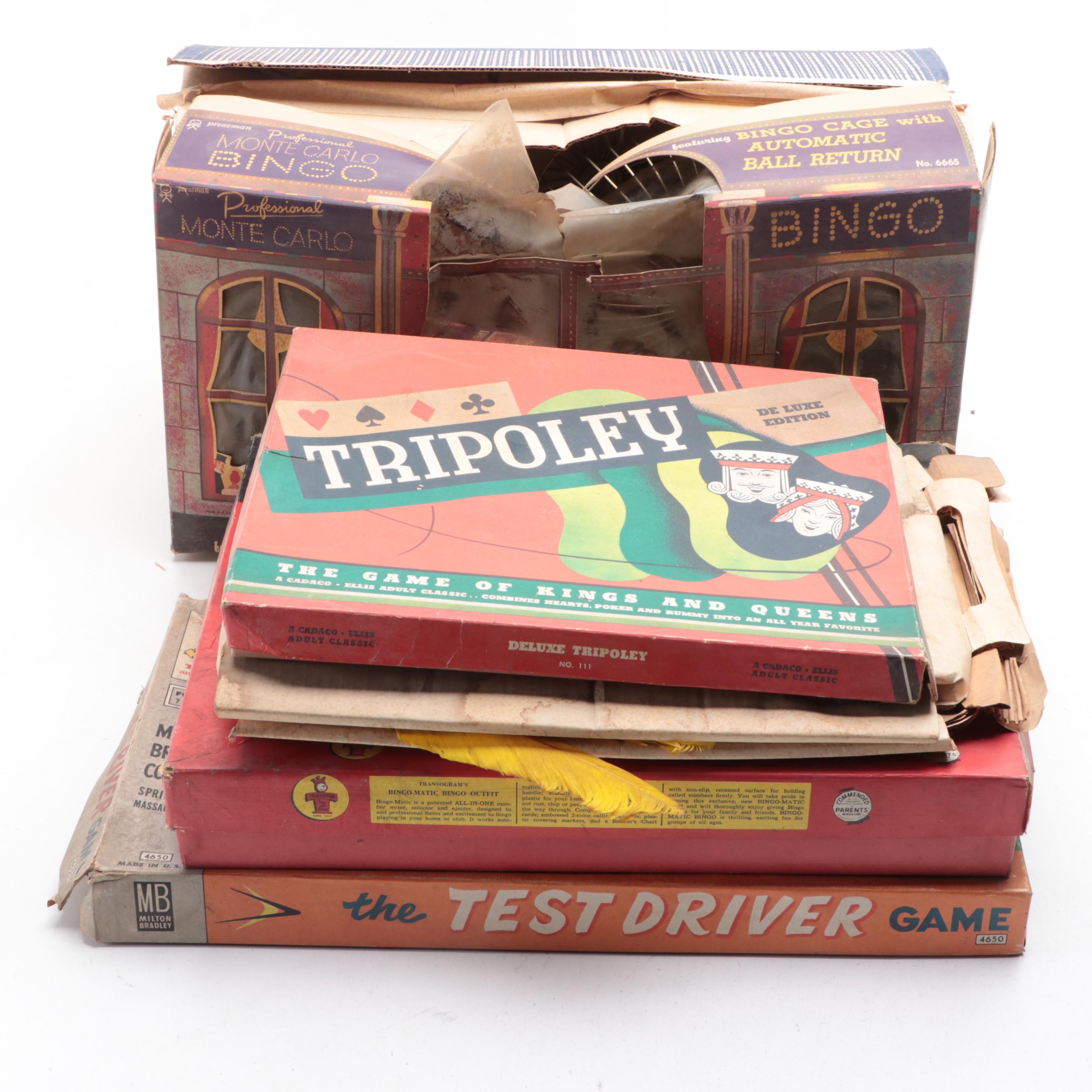 Pressman "Monte Carlo" Bingo Set with Other Games, Mid-20th Century