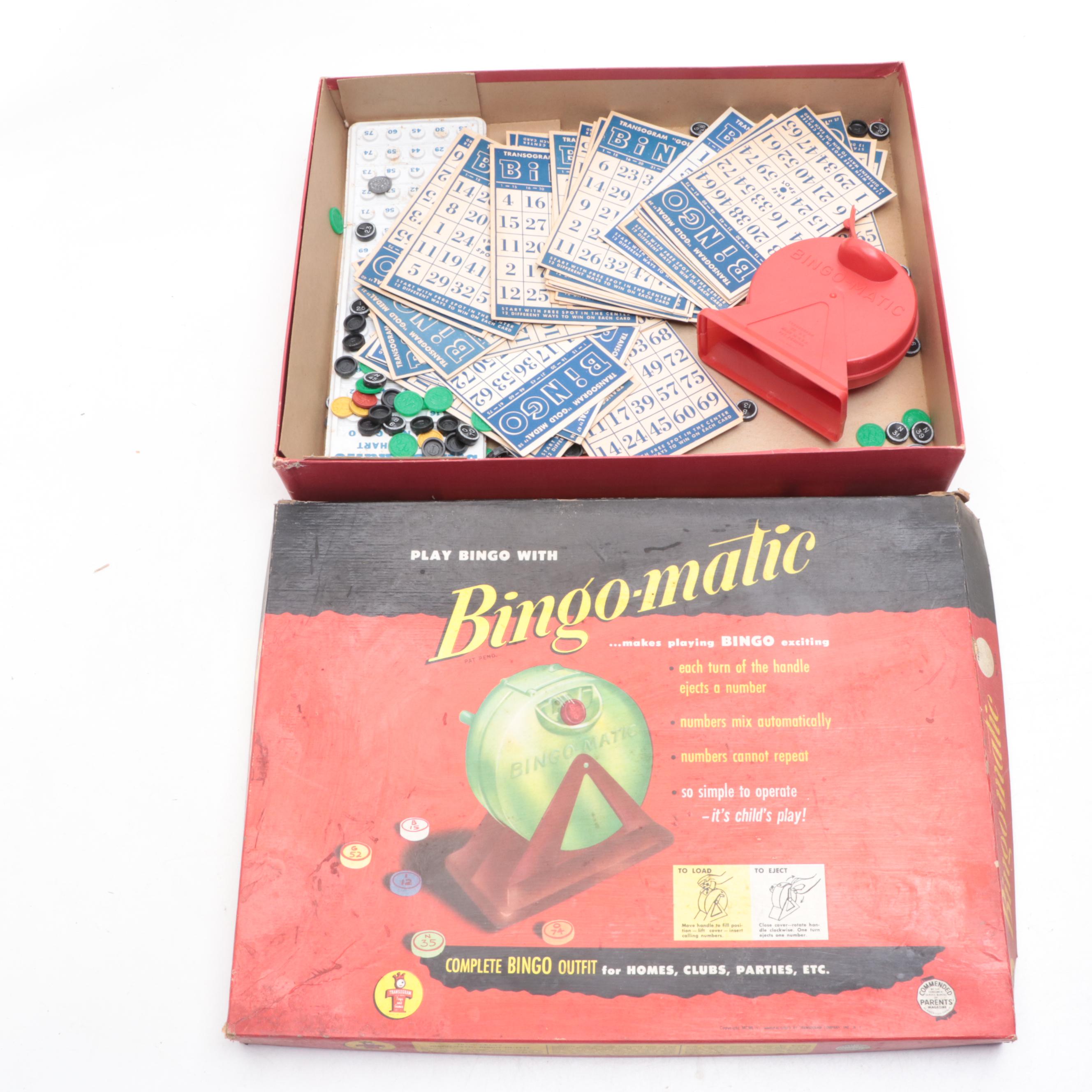 Pressman "Monte Carlo" Bingo Set with Other Games, Mid-20th Century