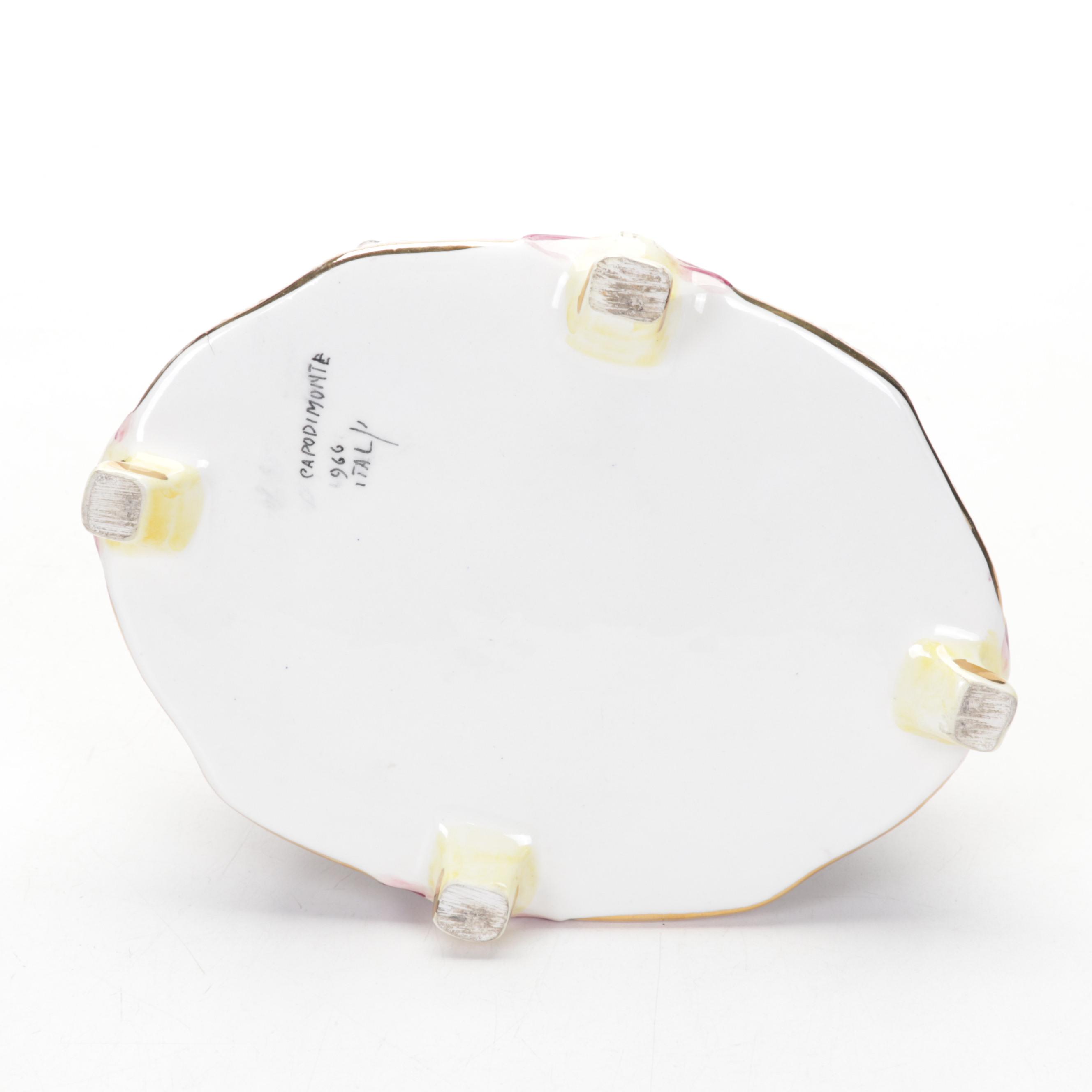 Capodimonte Hand-Painted Ceramic Lidded Box