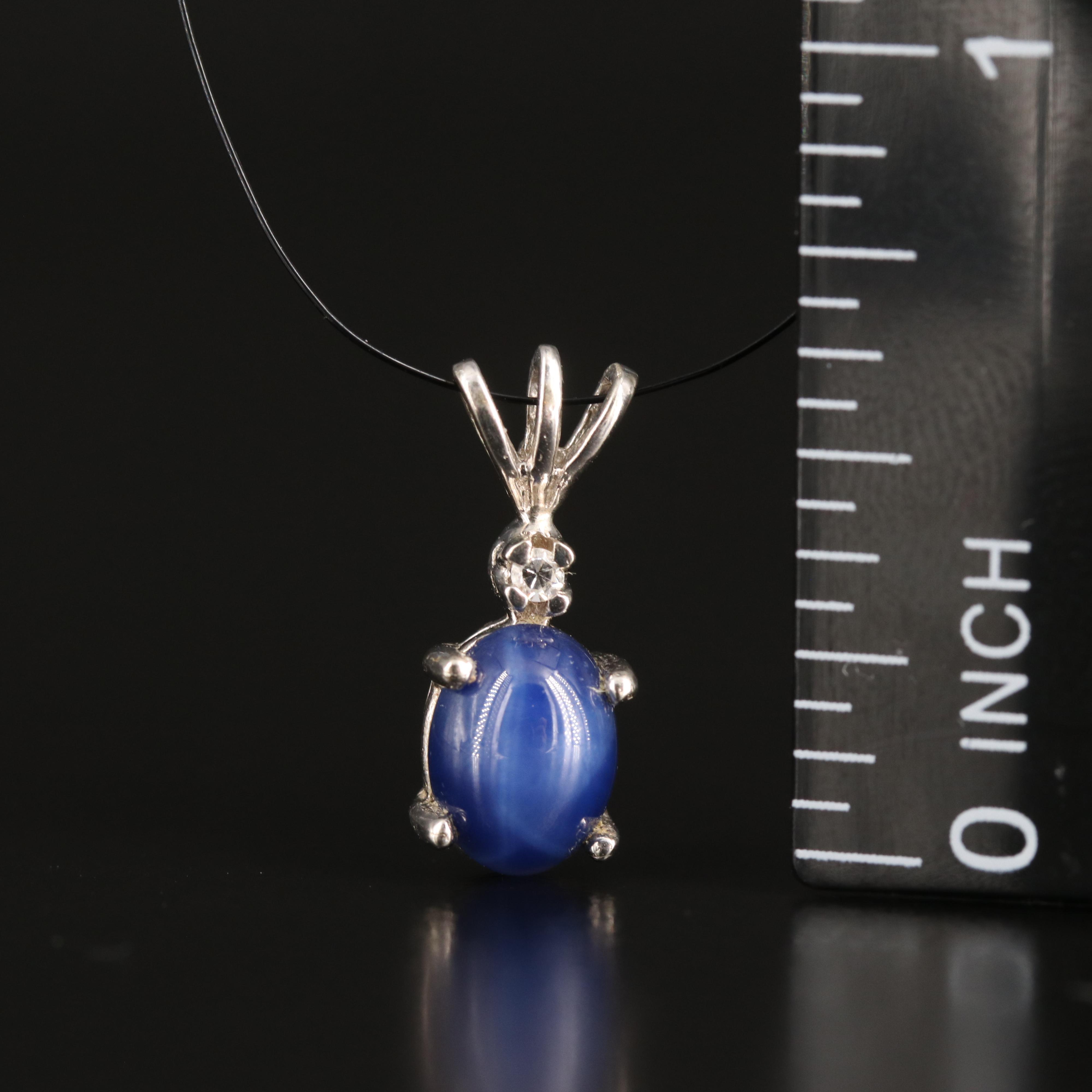 14K Star Sapphire and Diamond Pendant
