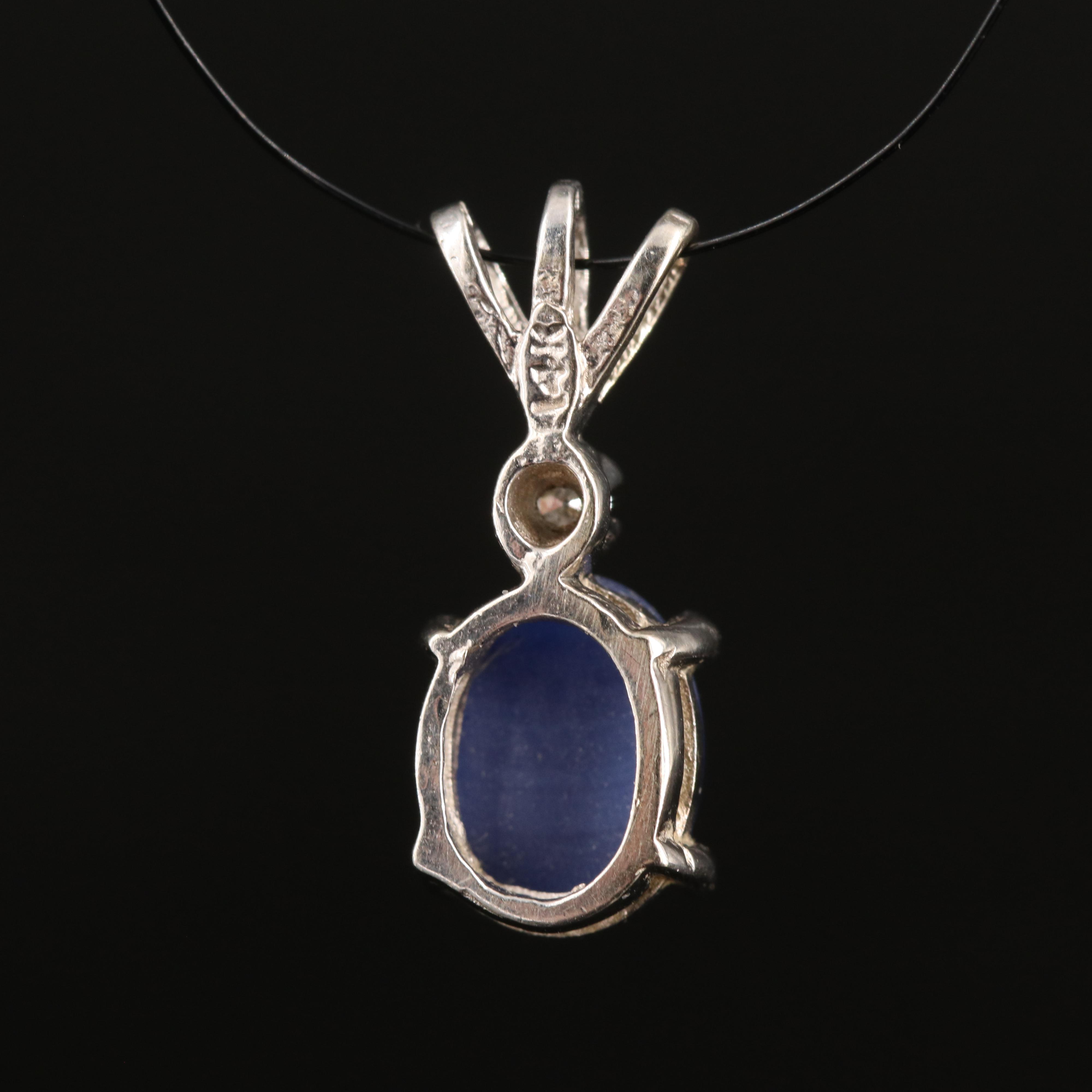 14K Star Sapphire and Diamond Pendant