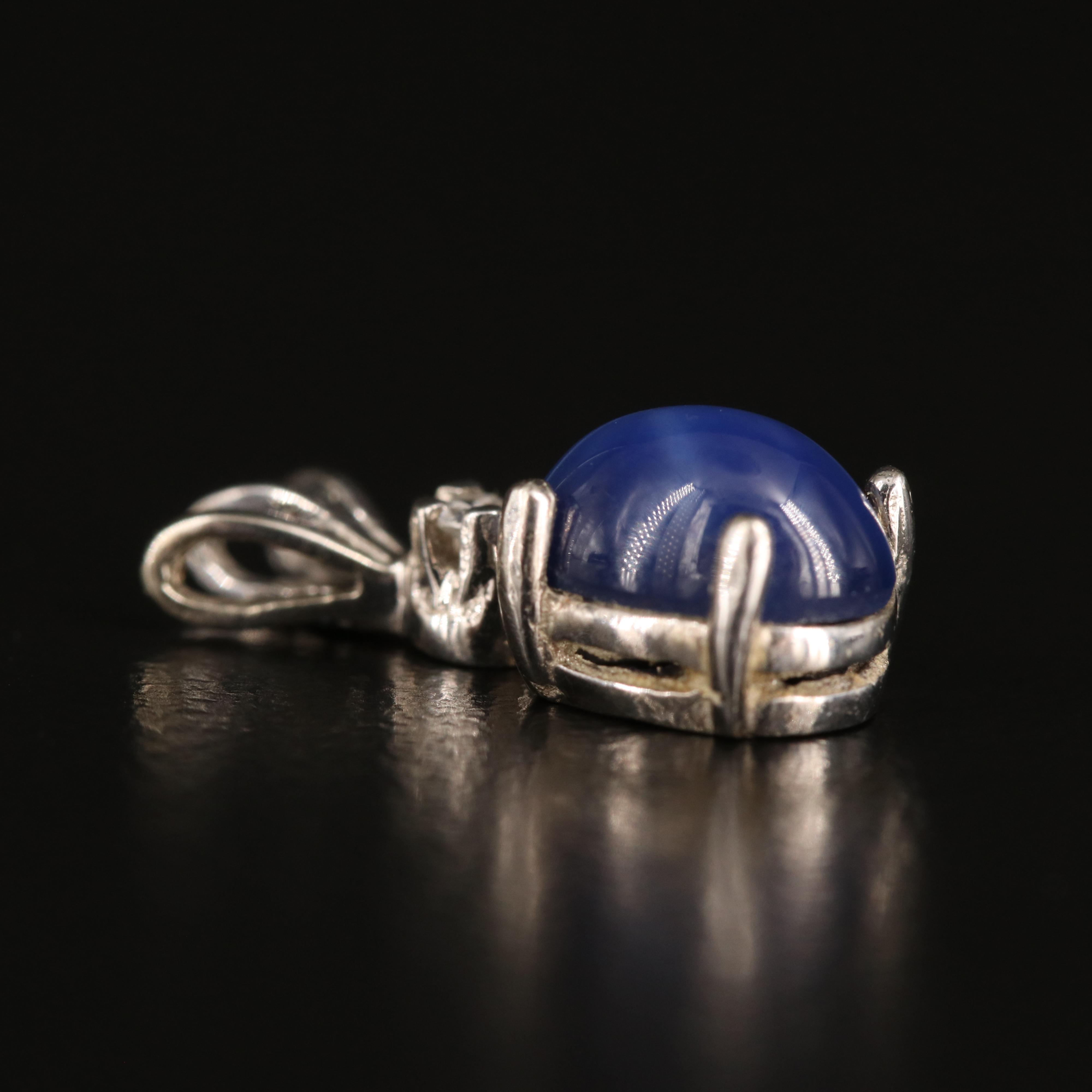 14K Star Sapphire and Diamond Pendant