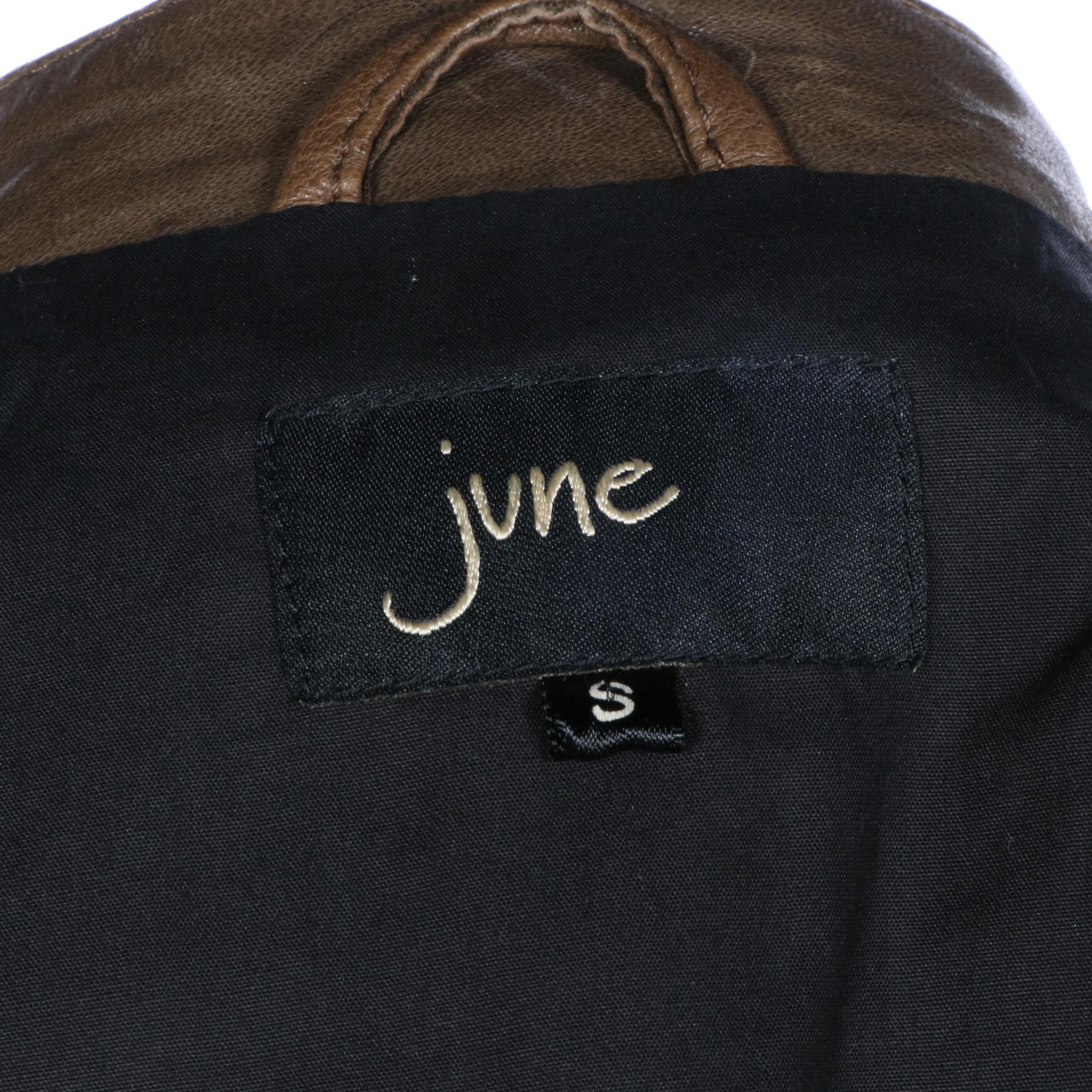 June Olive Leather Zipper-Front Jacket and Navy Leather Moto Jacket