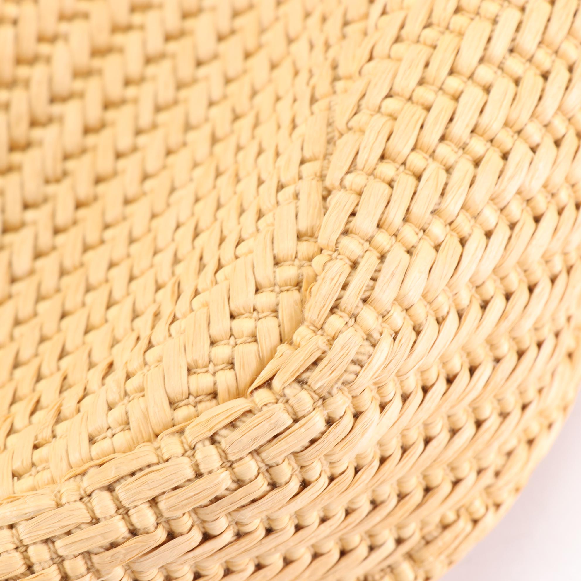 Valentino Bow Woven Raffia Hobo Bag with Pink Leather Trim