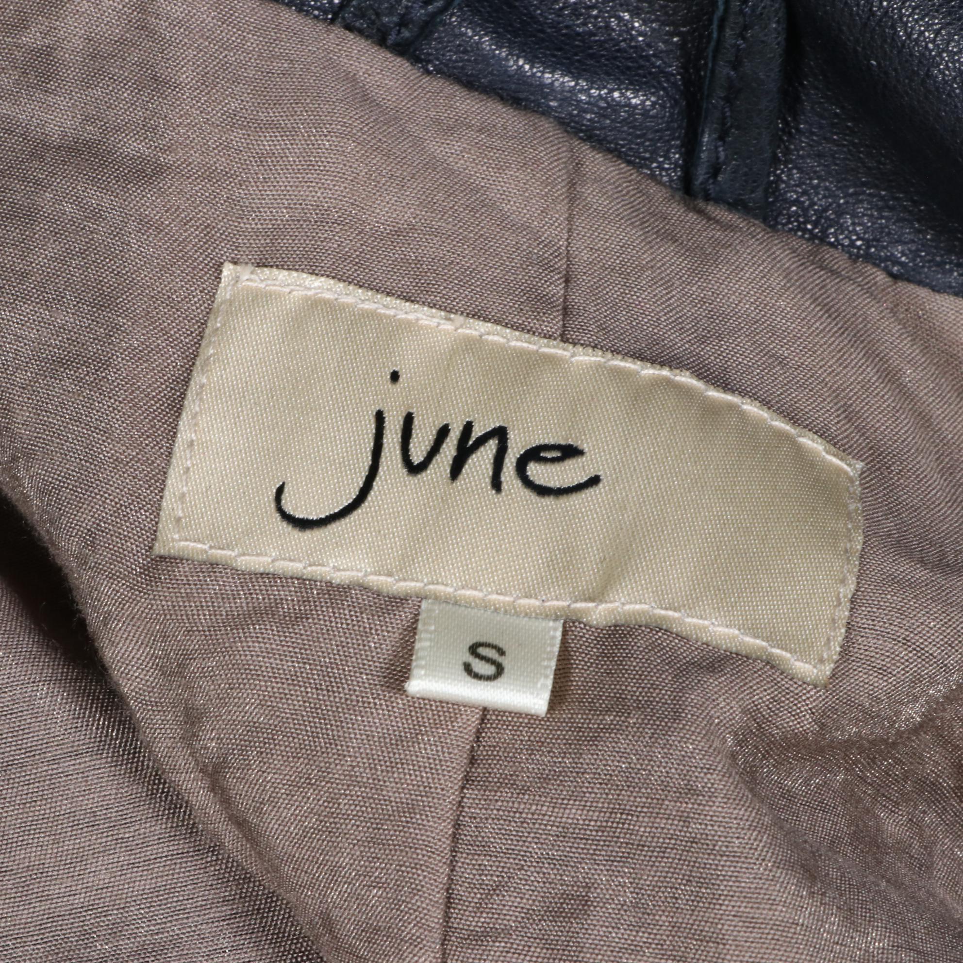 June Olive Leather Zipper-Front Jacket and Navy Leather Moto Jacket