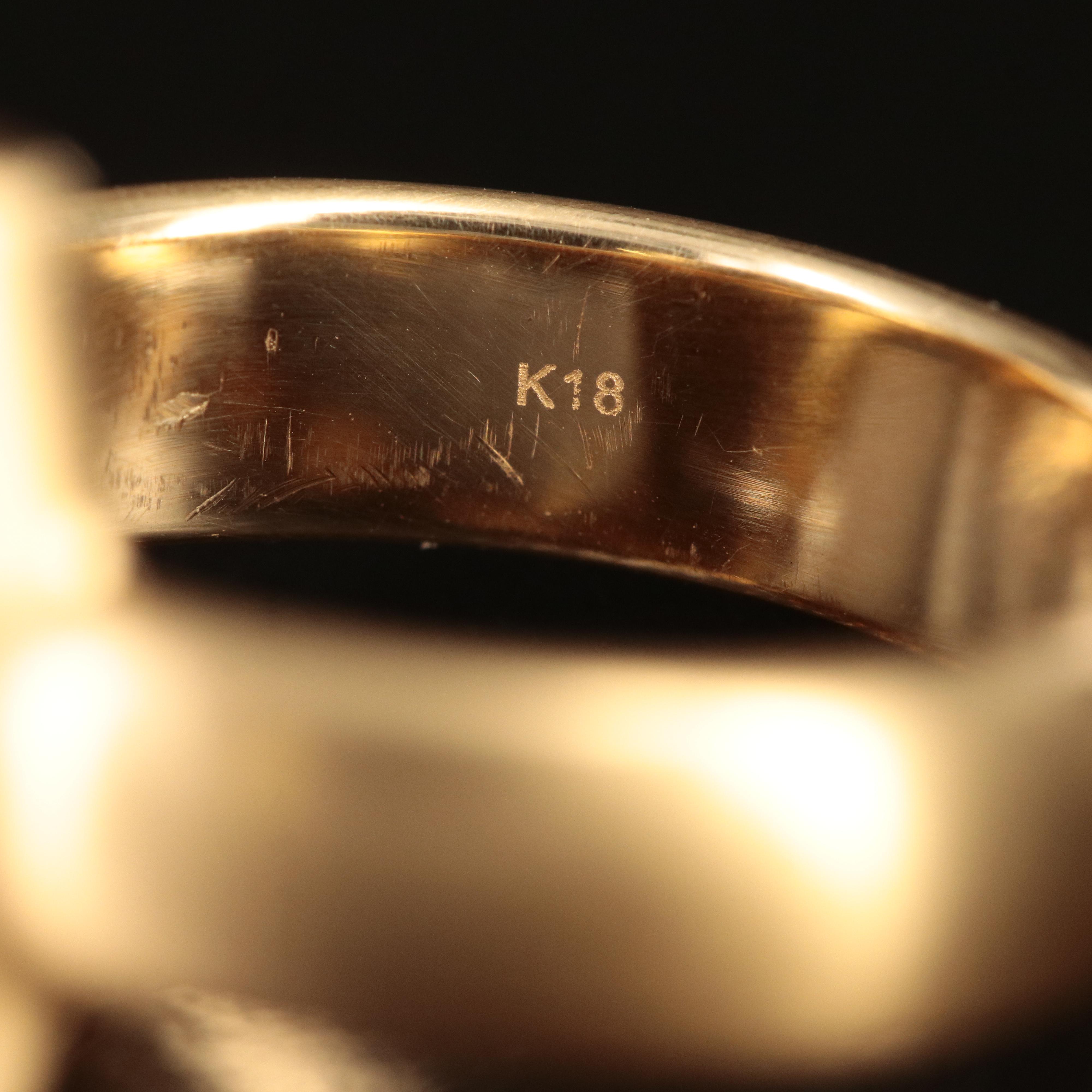 18K Carved Coral Solitaire Ring