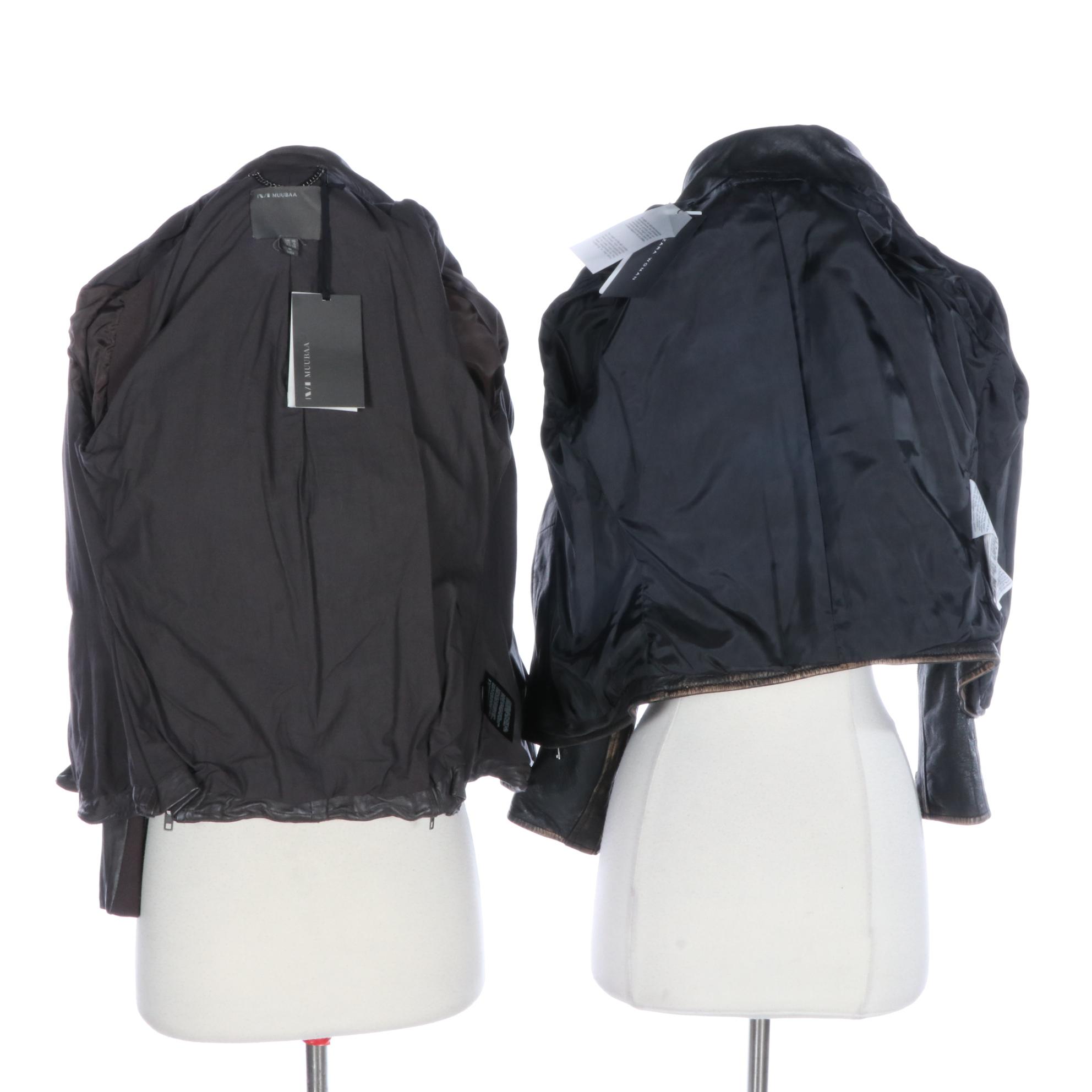 M Muubaa Lambskin Moto Jacket and Zara Woman Distressed Leather Jacket