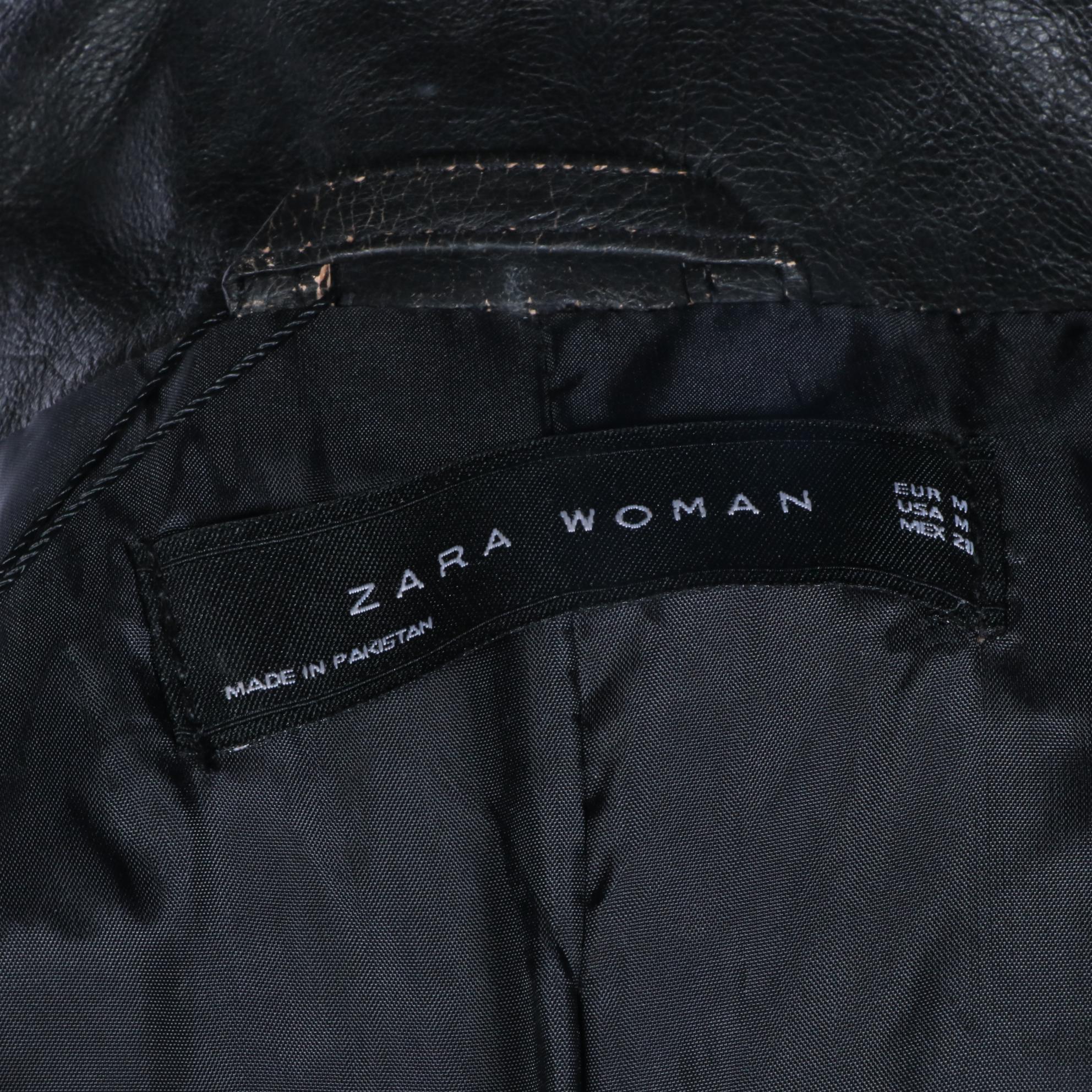 M Muubaa Lambskin Moto Jacket and Zara Woman Distressed Leather Jacket