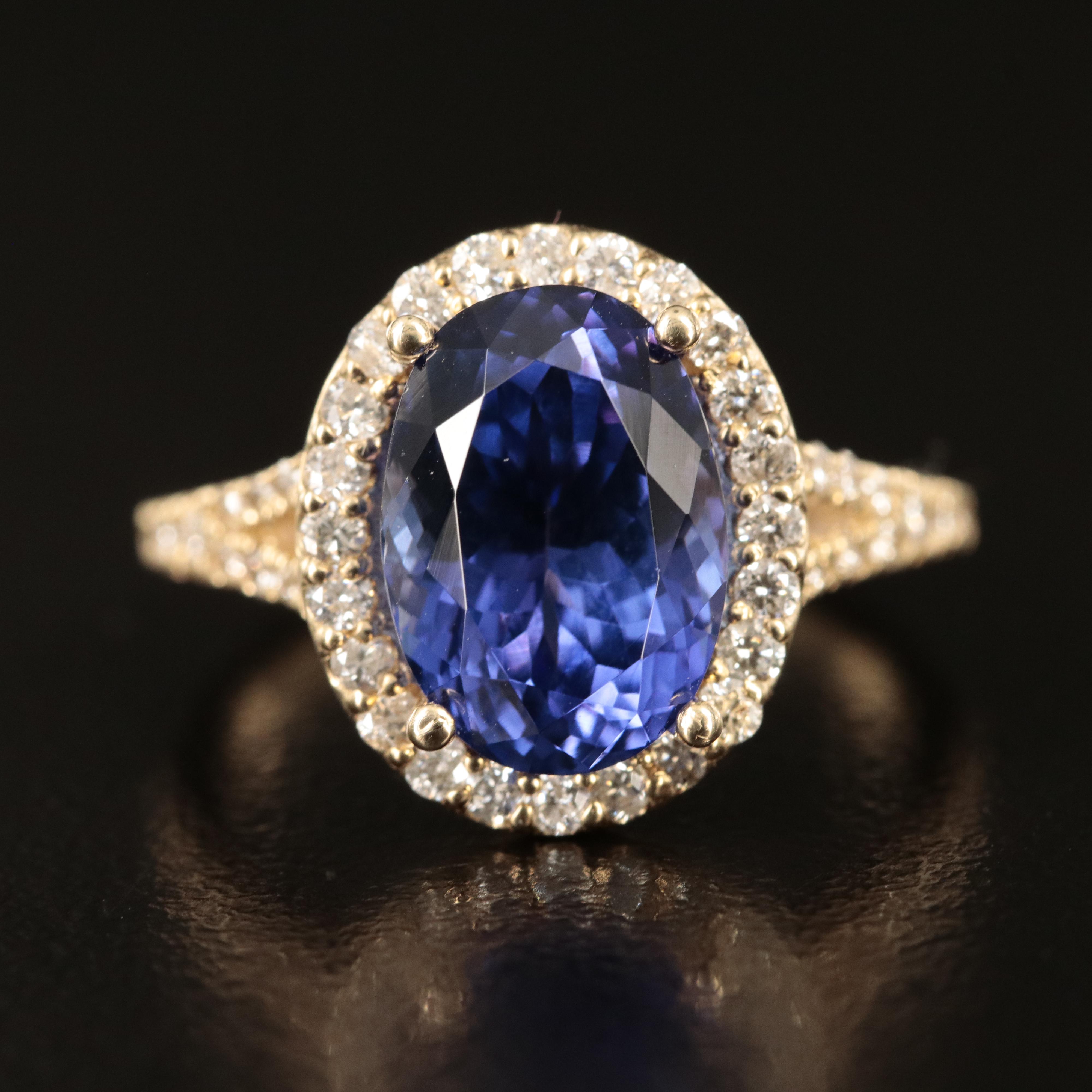 14K 4.90 CT Tanzanite and Diamond Ring