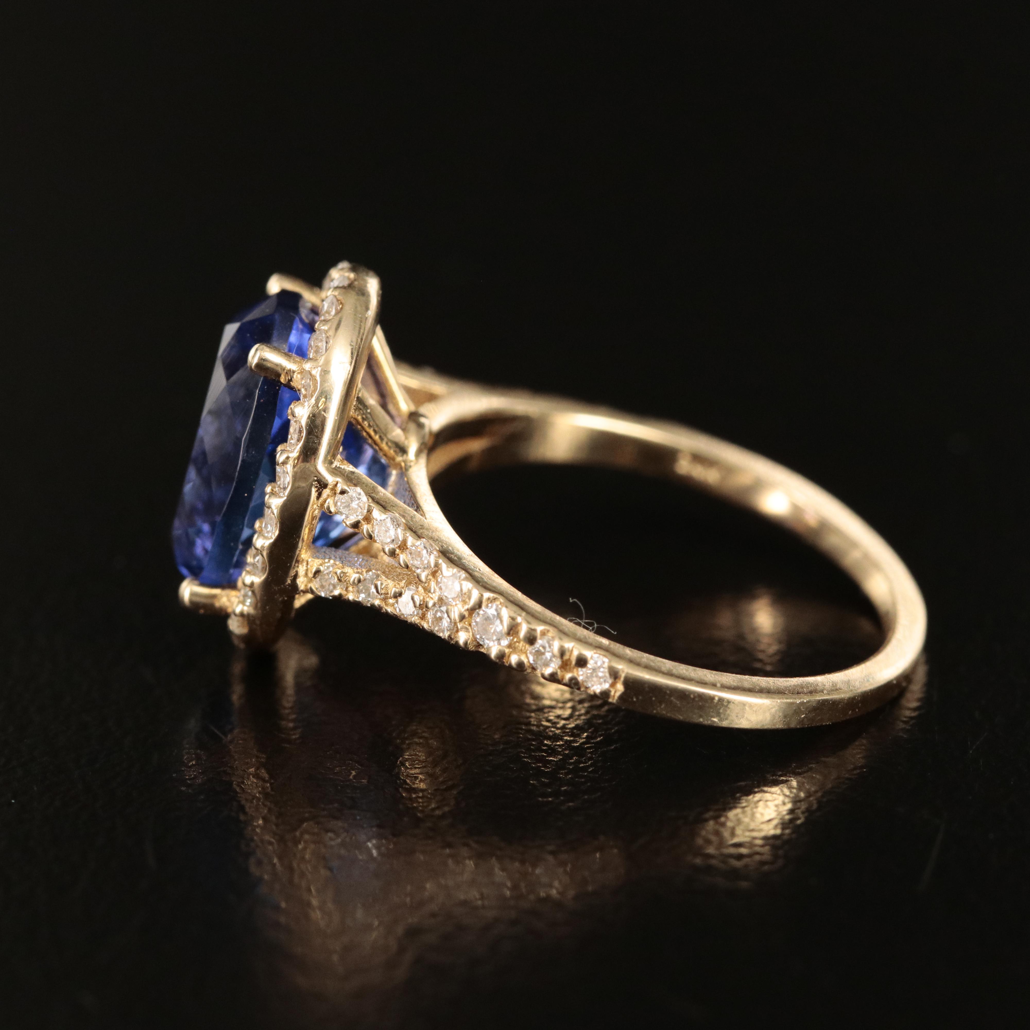 14K 4.90 CT Tanzanite and Diamond Ring