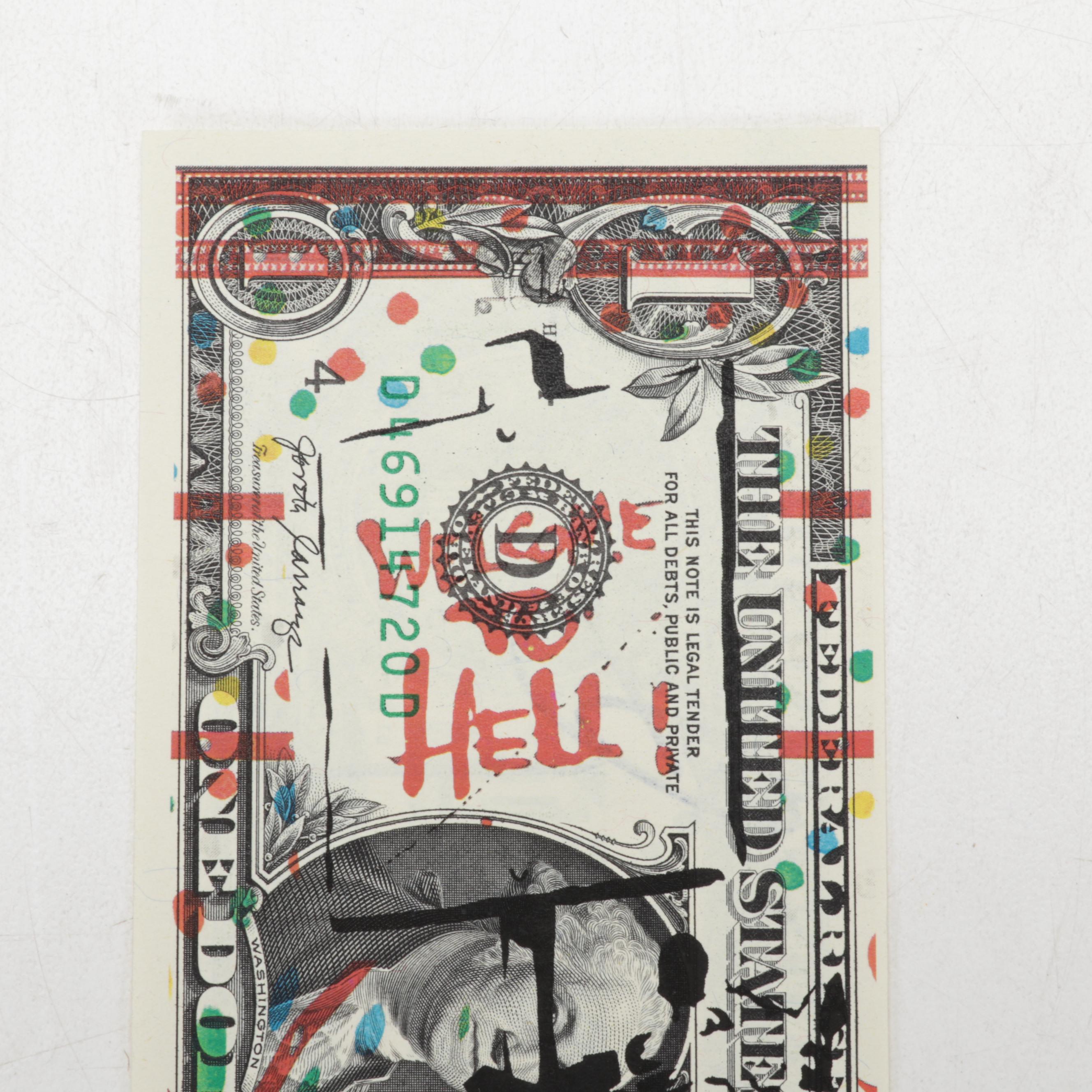 Death NYC Banksy Homage Graphic Print on Banknote, 2020