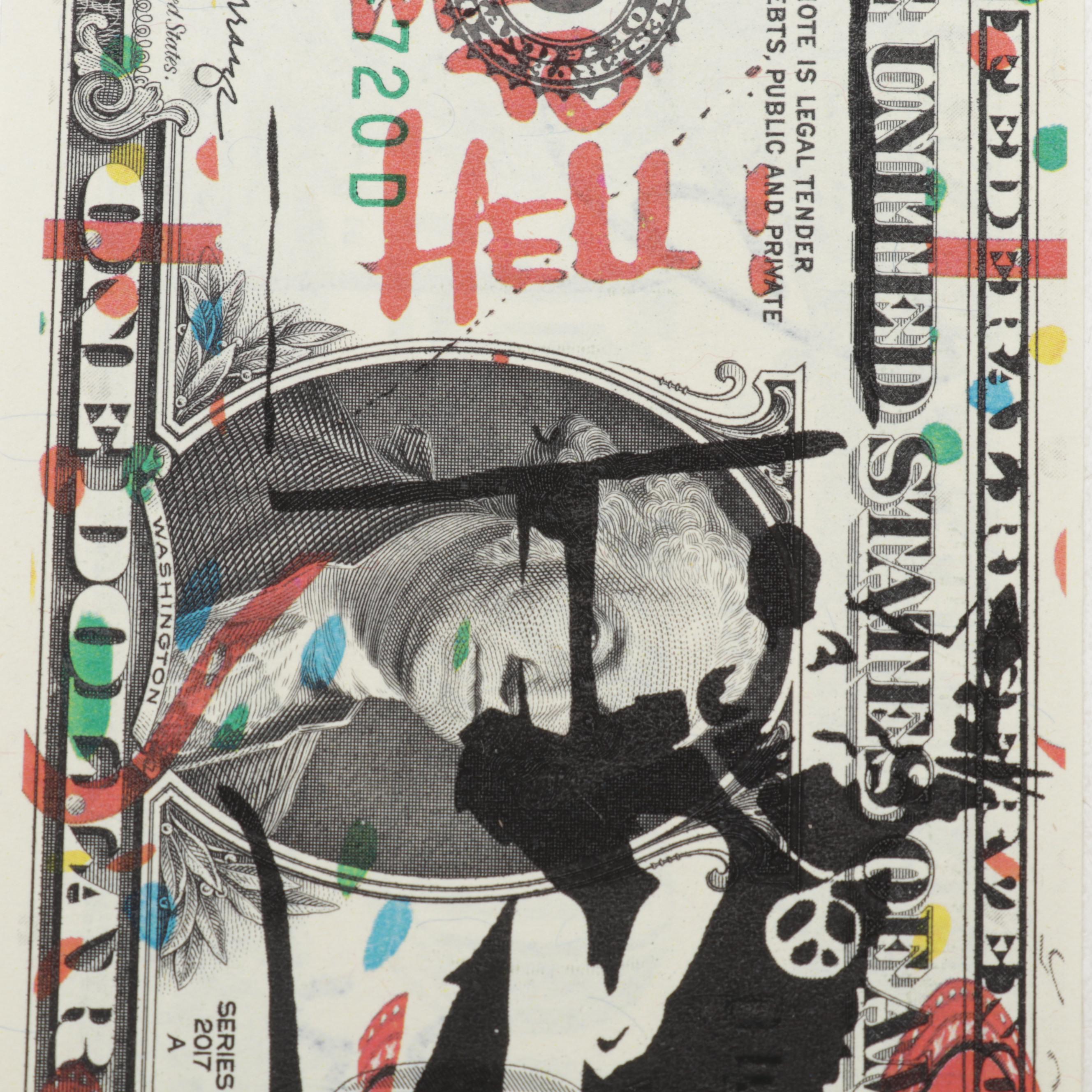 Death NYC Banksy Homage Graphic Print on Banknote, 2020