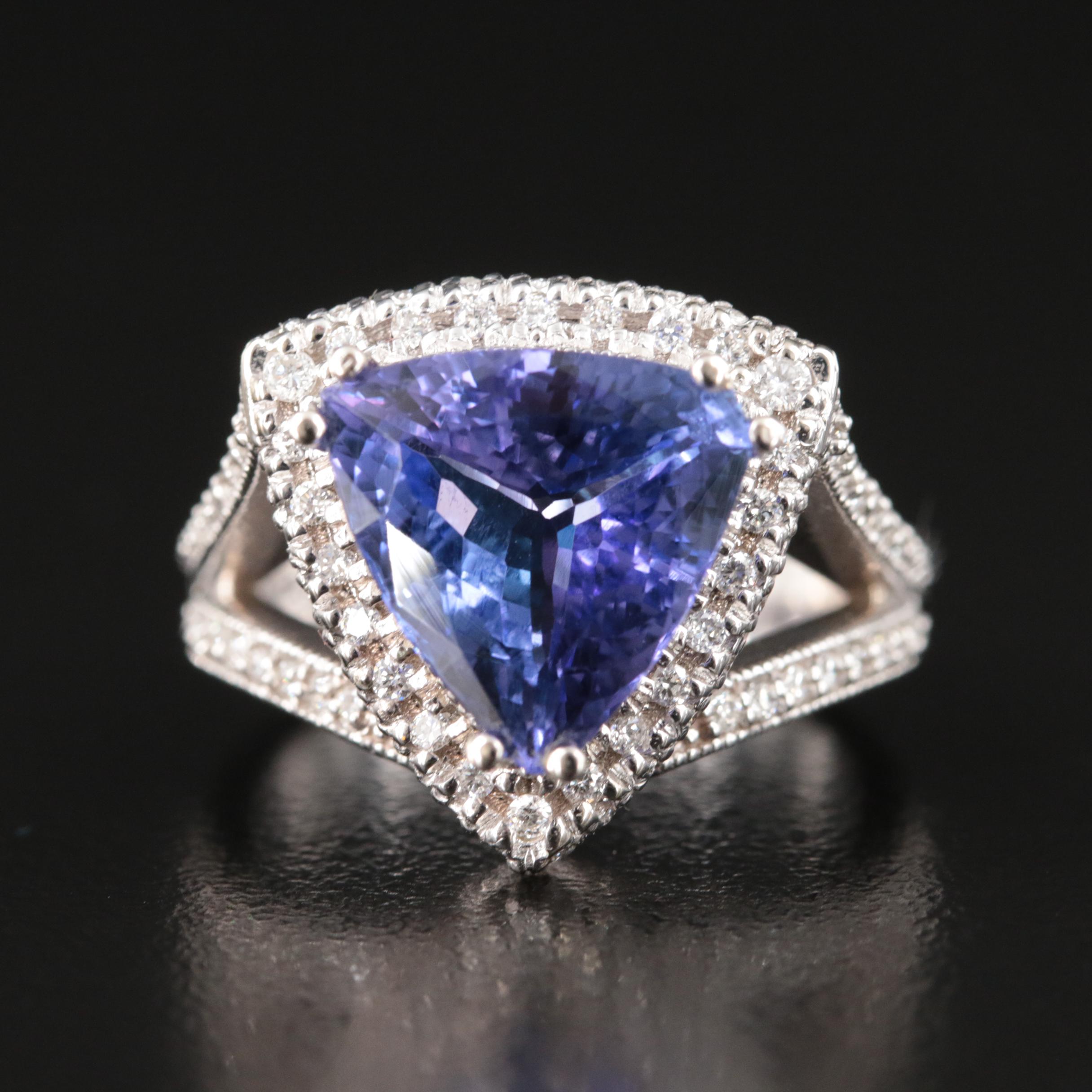 14K 5.48 CT Tanzanite and Diamond Ring