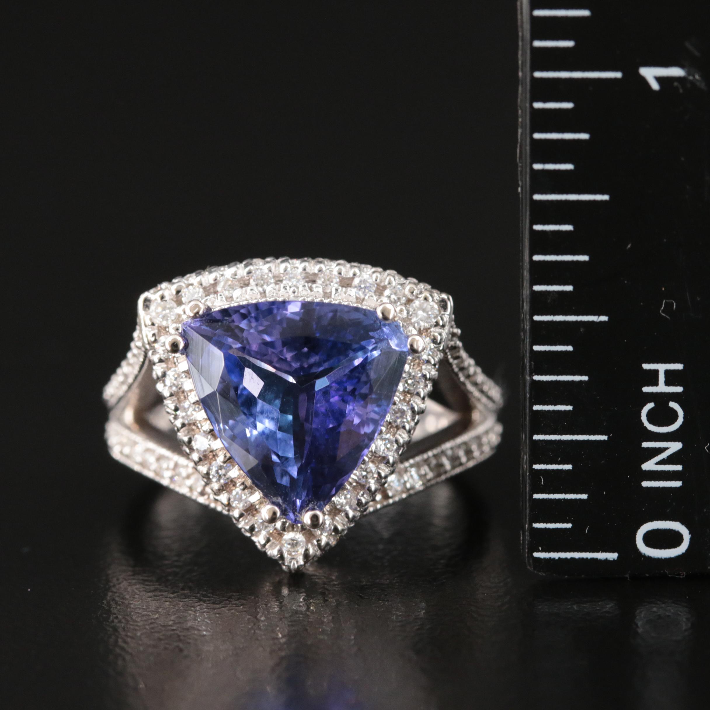 14K 5.48 CT Tanzanite and Diamond Ring