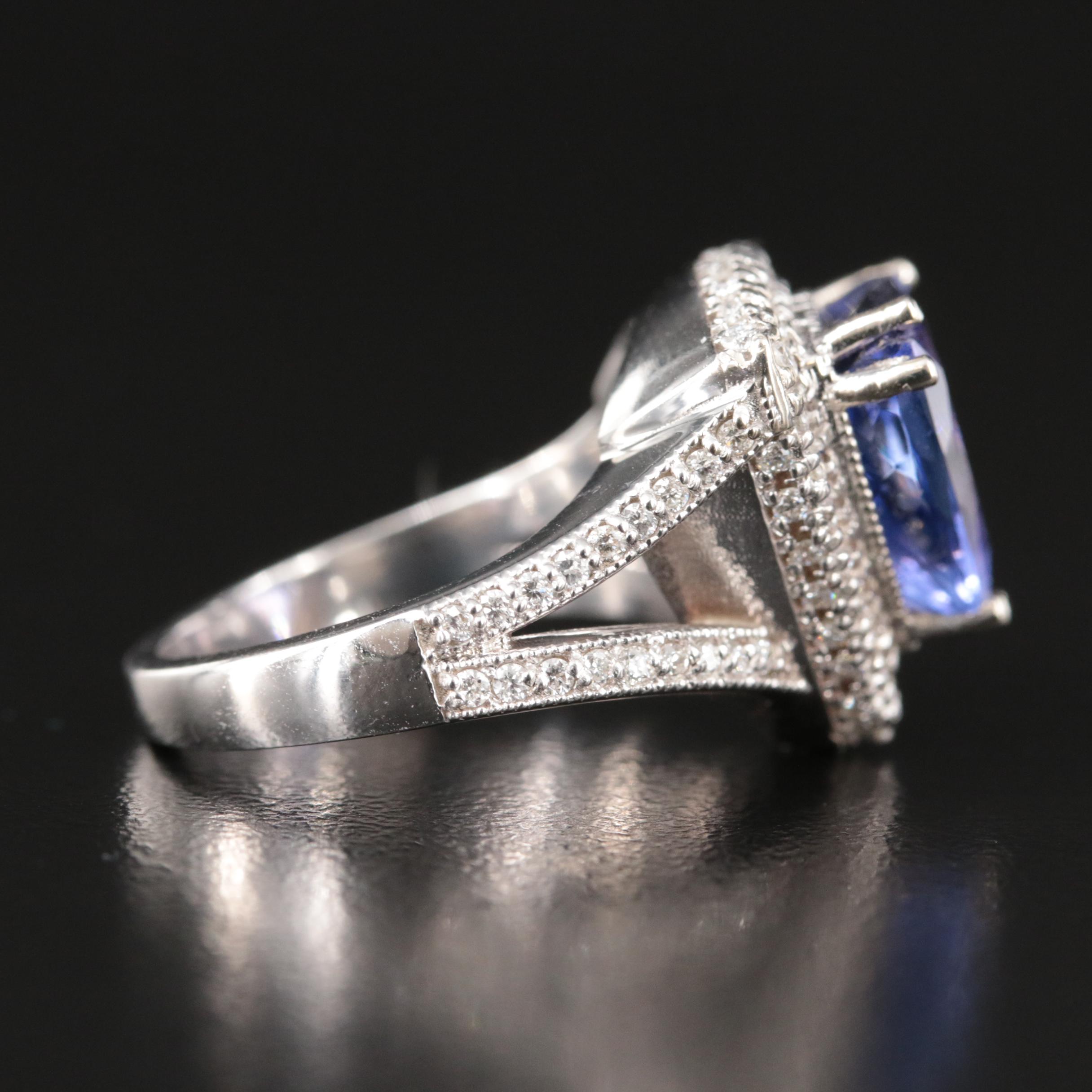14K 5.48 CT Tanzanite and Diamond Ring