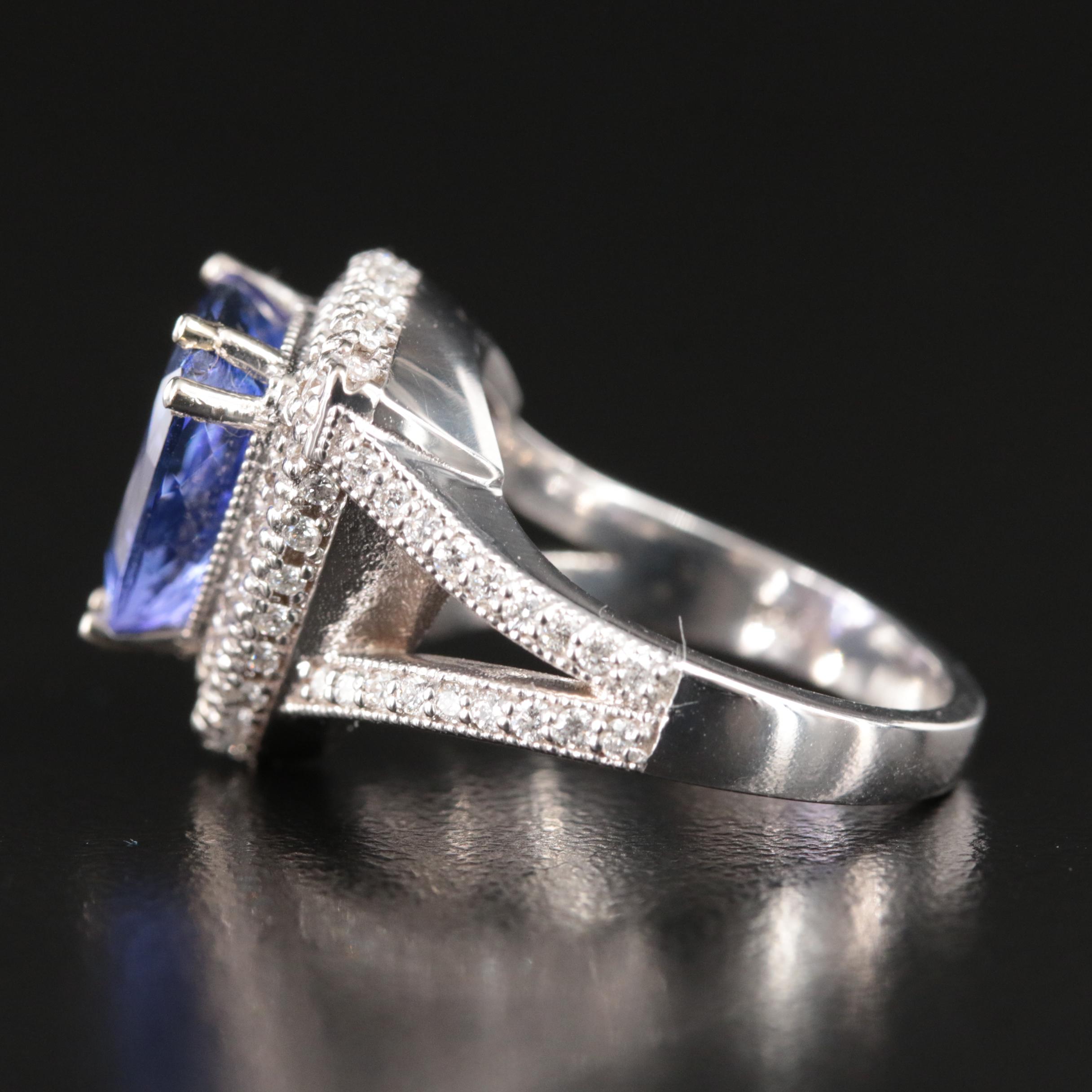 14K 5.48 CT Tanzanite and Diamond Ring
