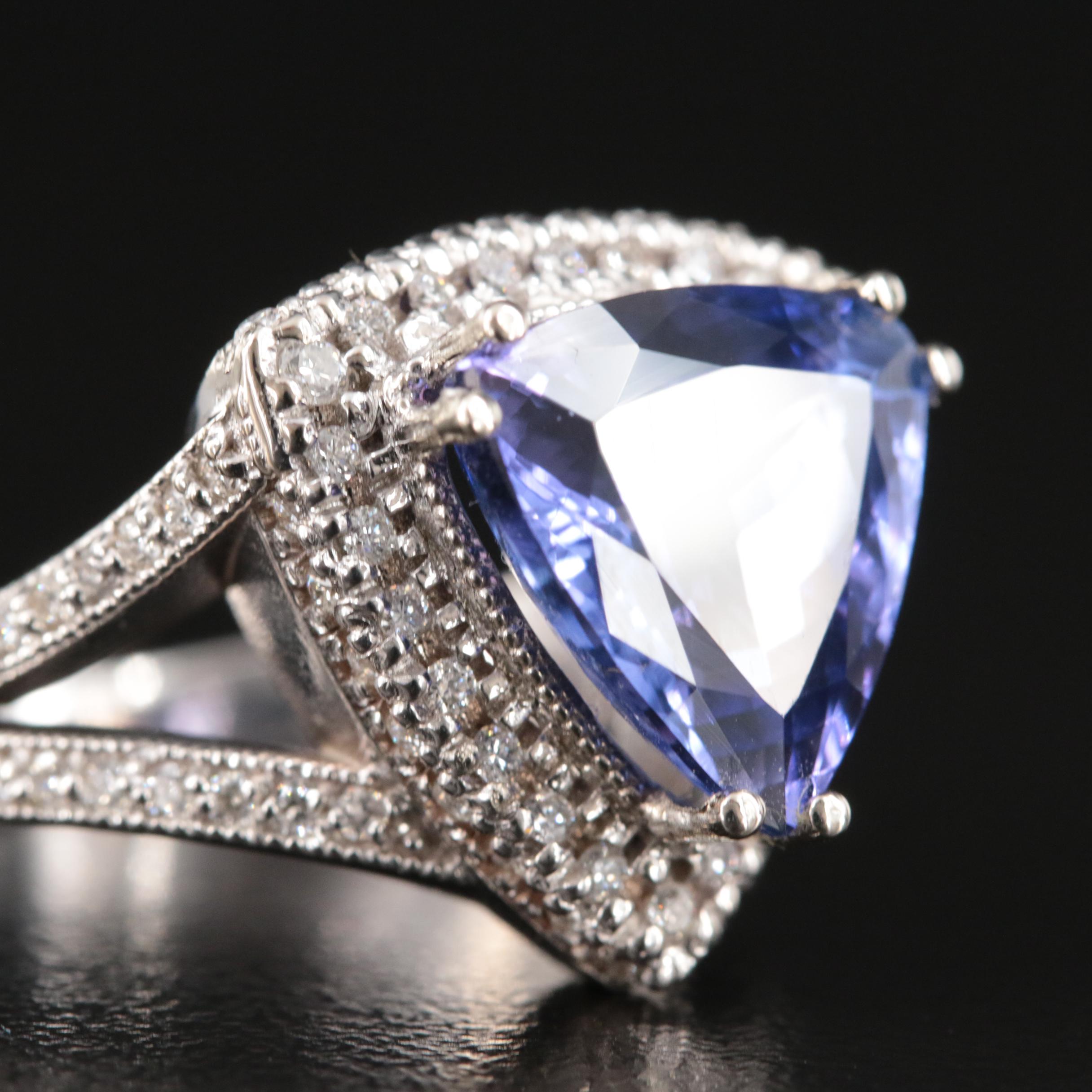 14K 5.48 CT Tanzanite and Diamond Ring