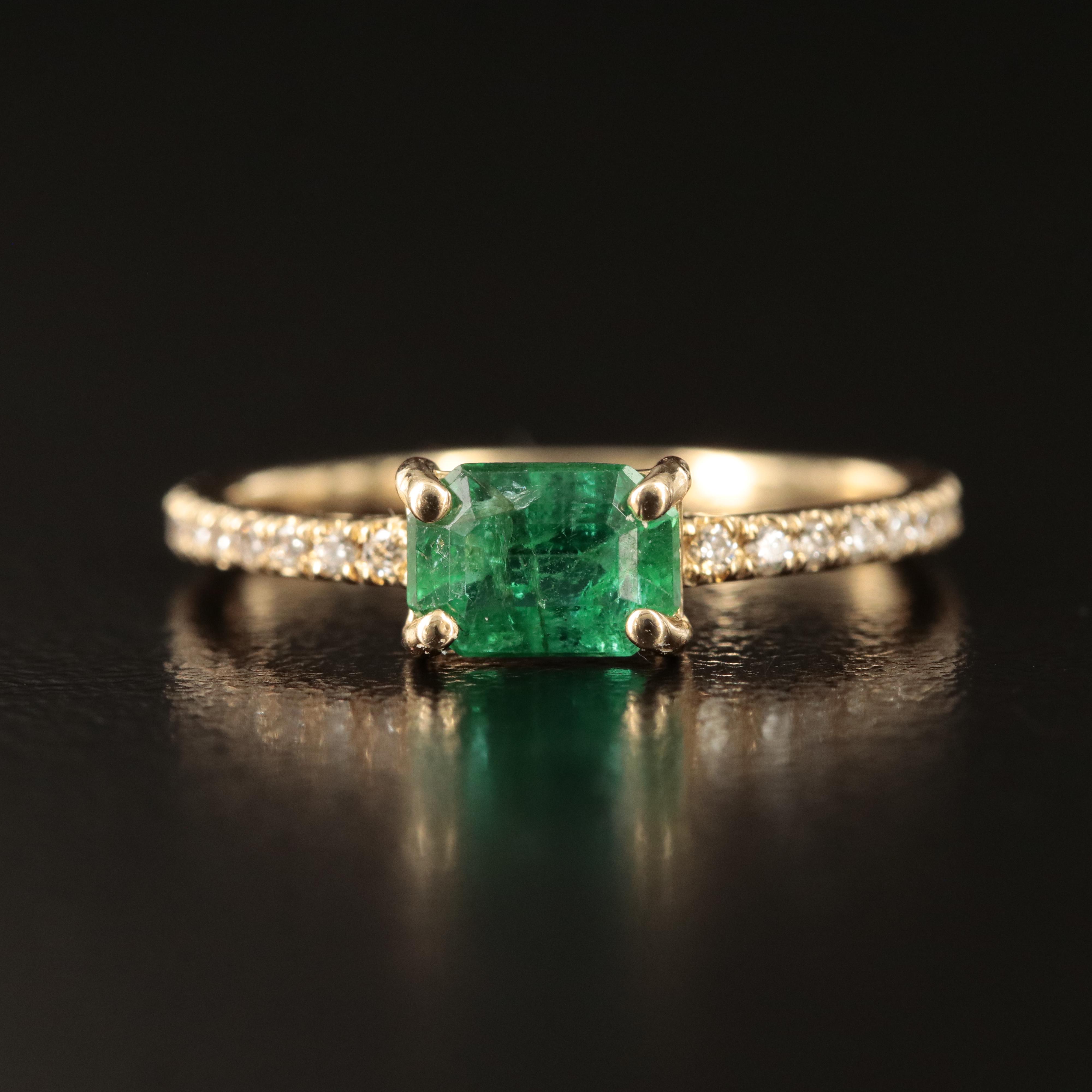 14K Emerald and Diamond Ring