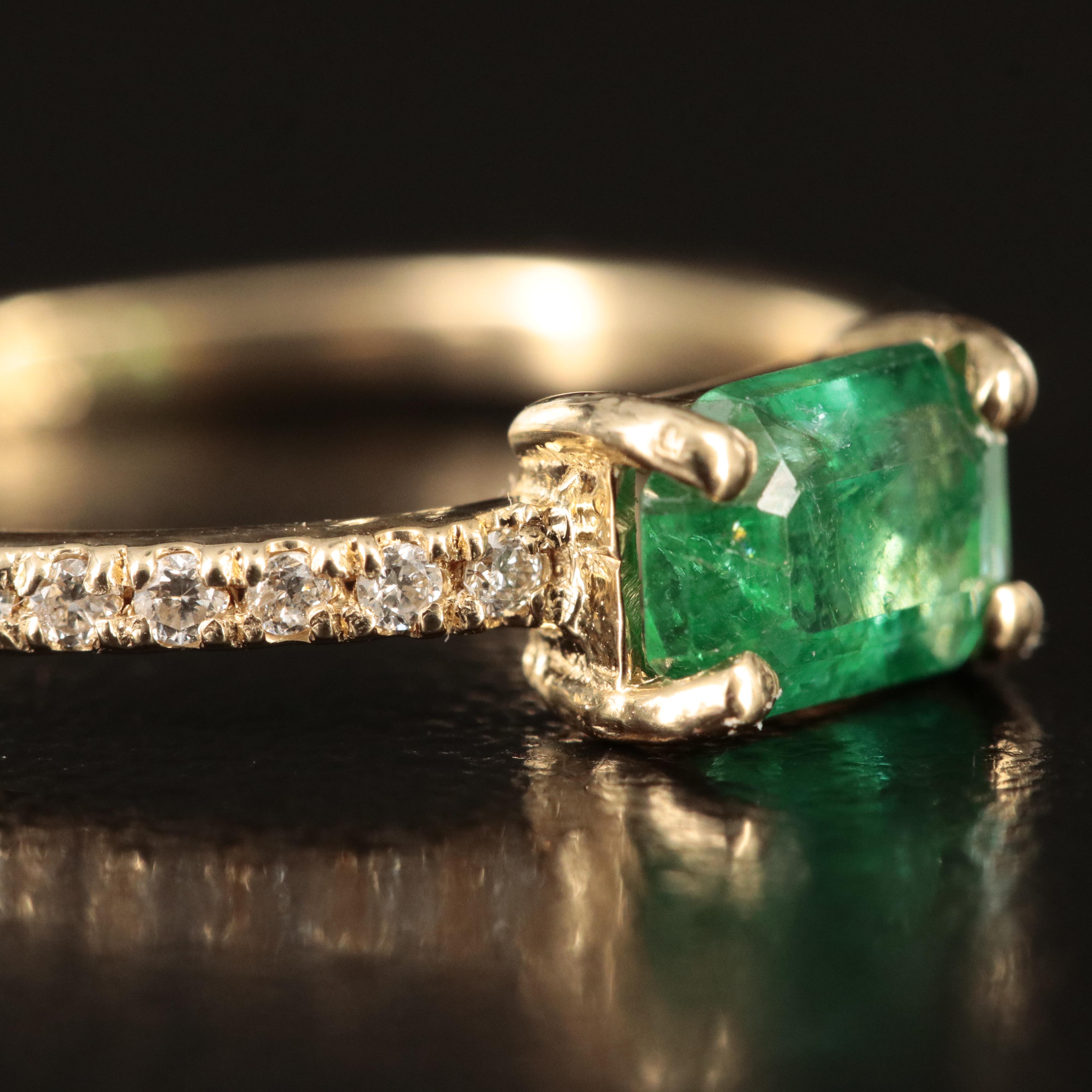 14K Emerald and Diamond Ring