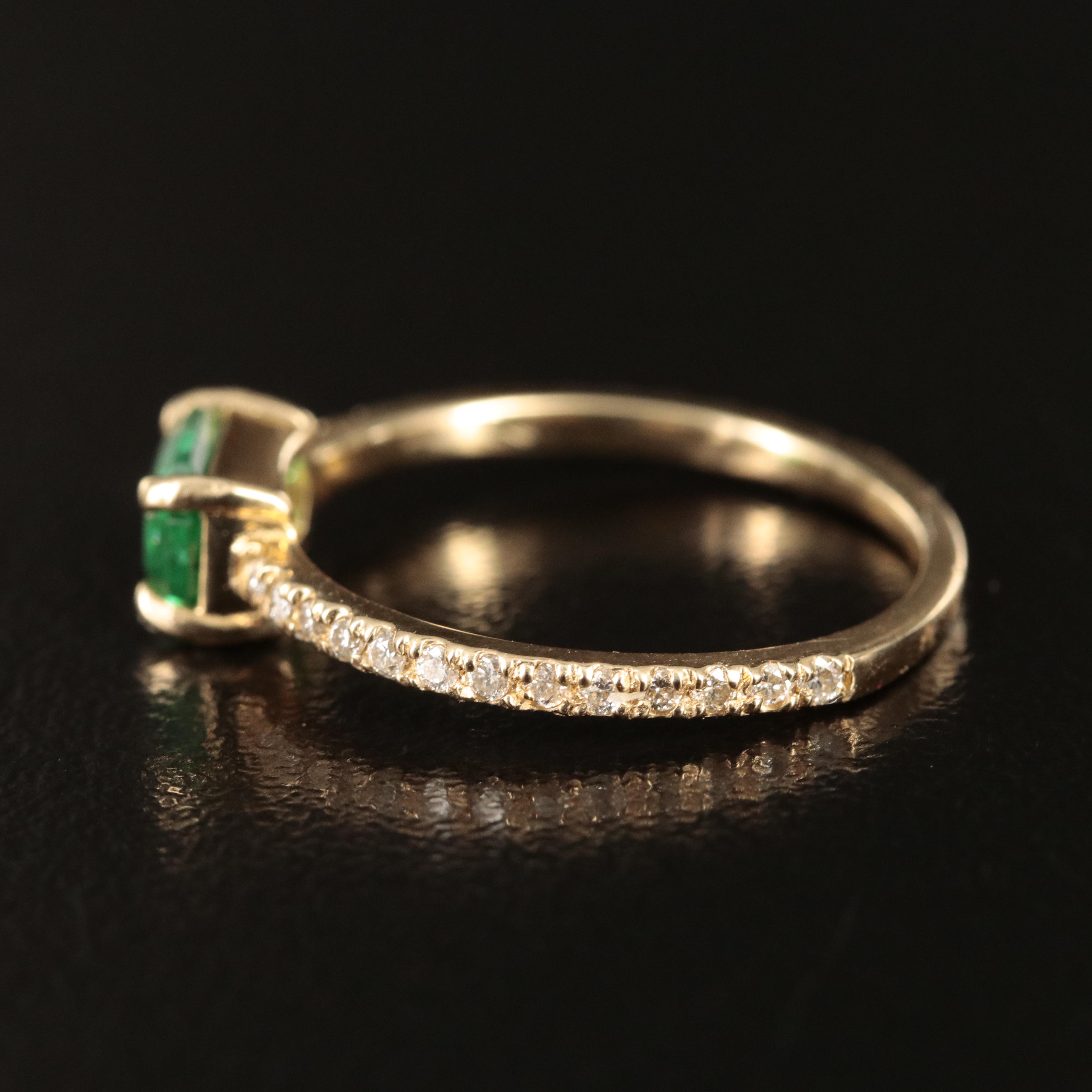 14K Emerald and Diamond Ring
