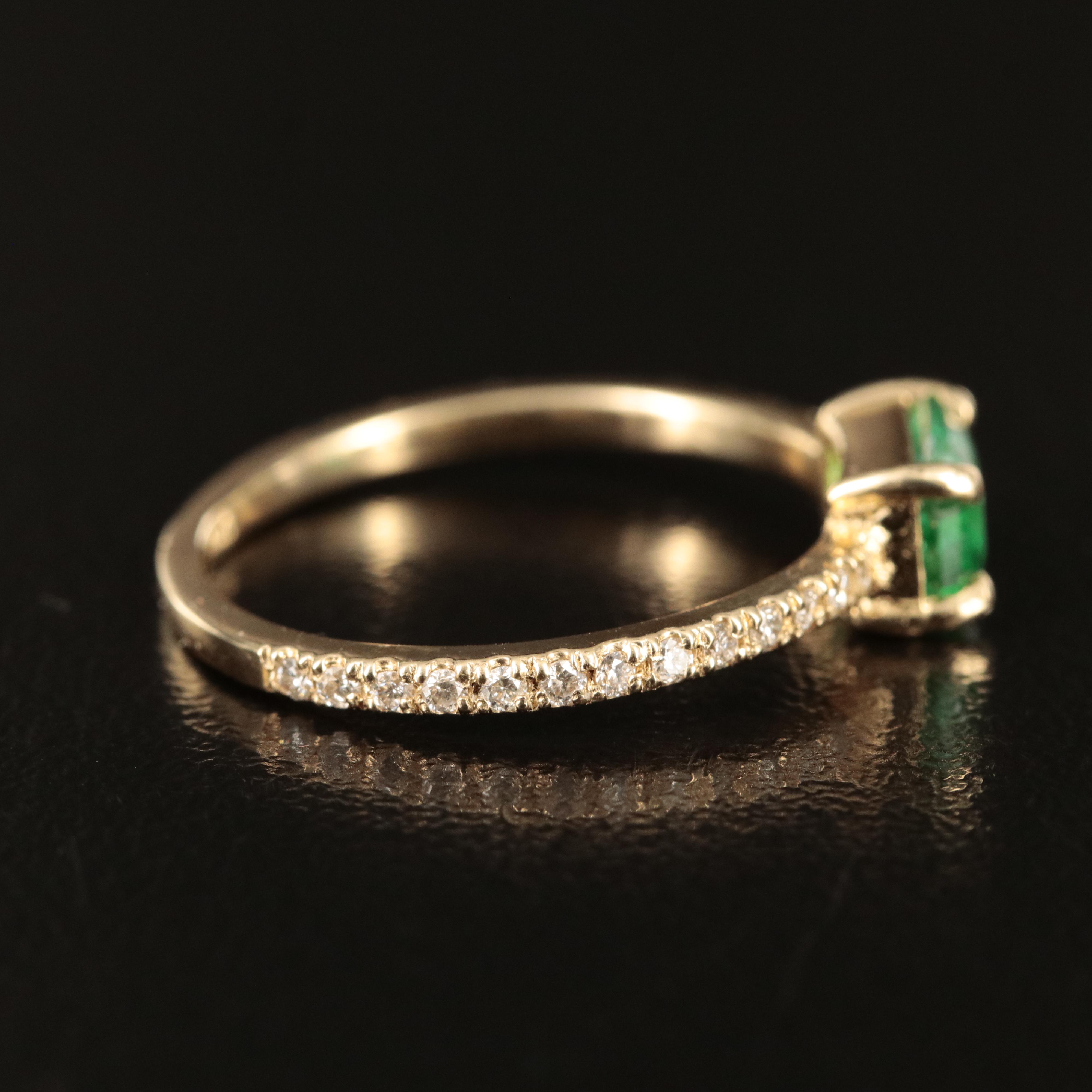 14K Emerald and Diamond Ring
