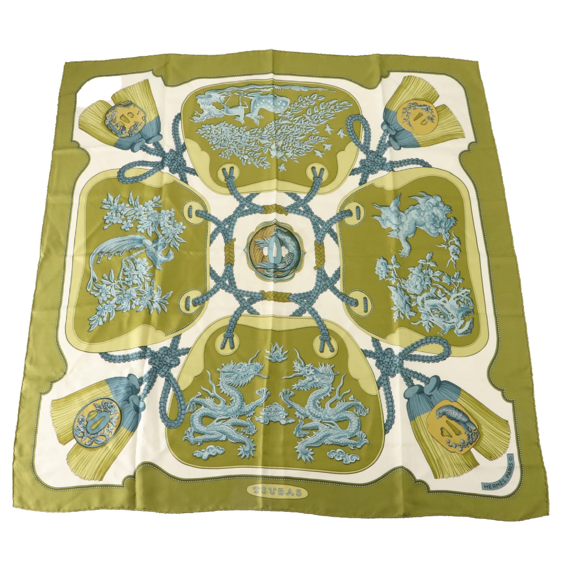 Hermès "Tsubas" Scarf 90 in Silk Twill