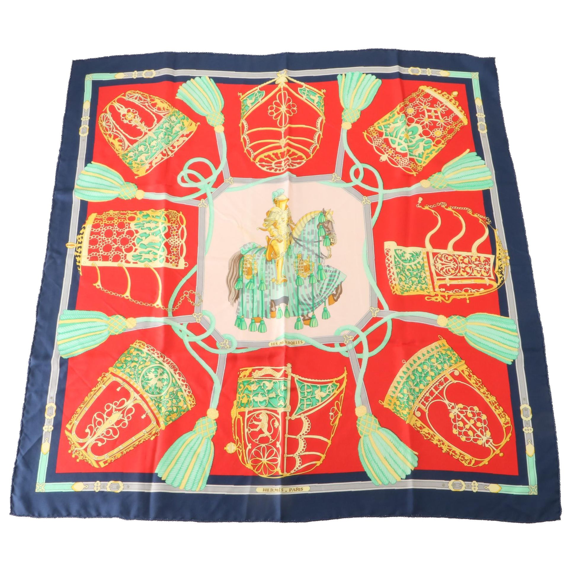 Hermès Early Issue ''Les Muserolles'' Scarf 90 in Silk Twill