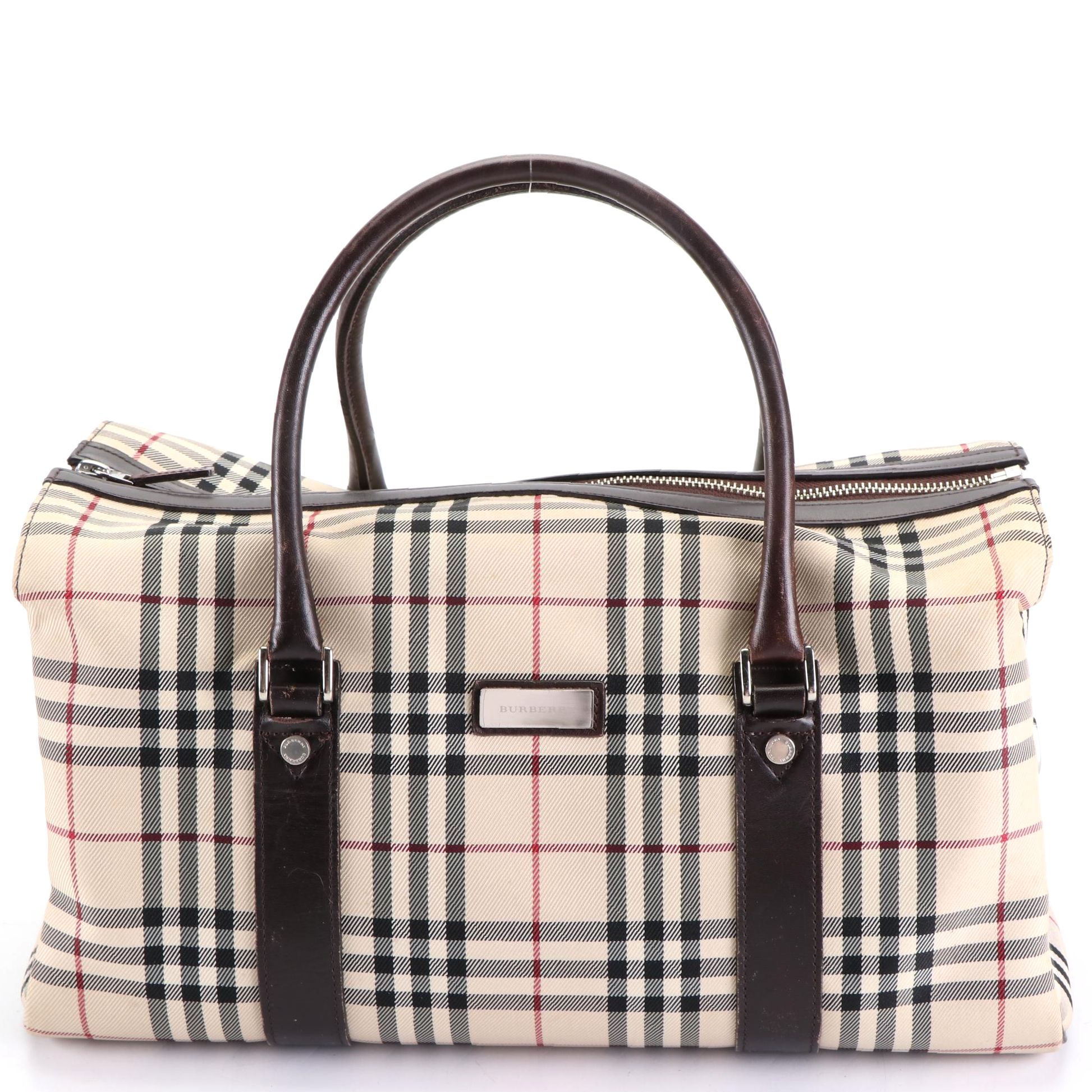 Burberry House Check Canvas and Leather Convertible Bag