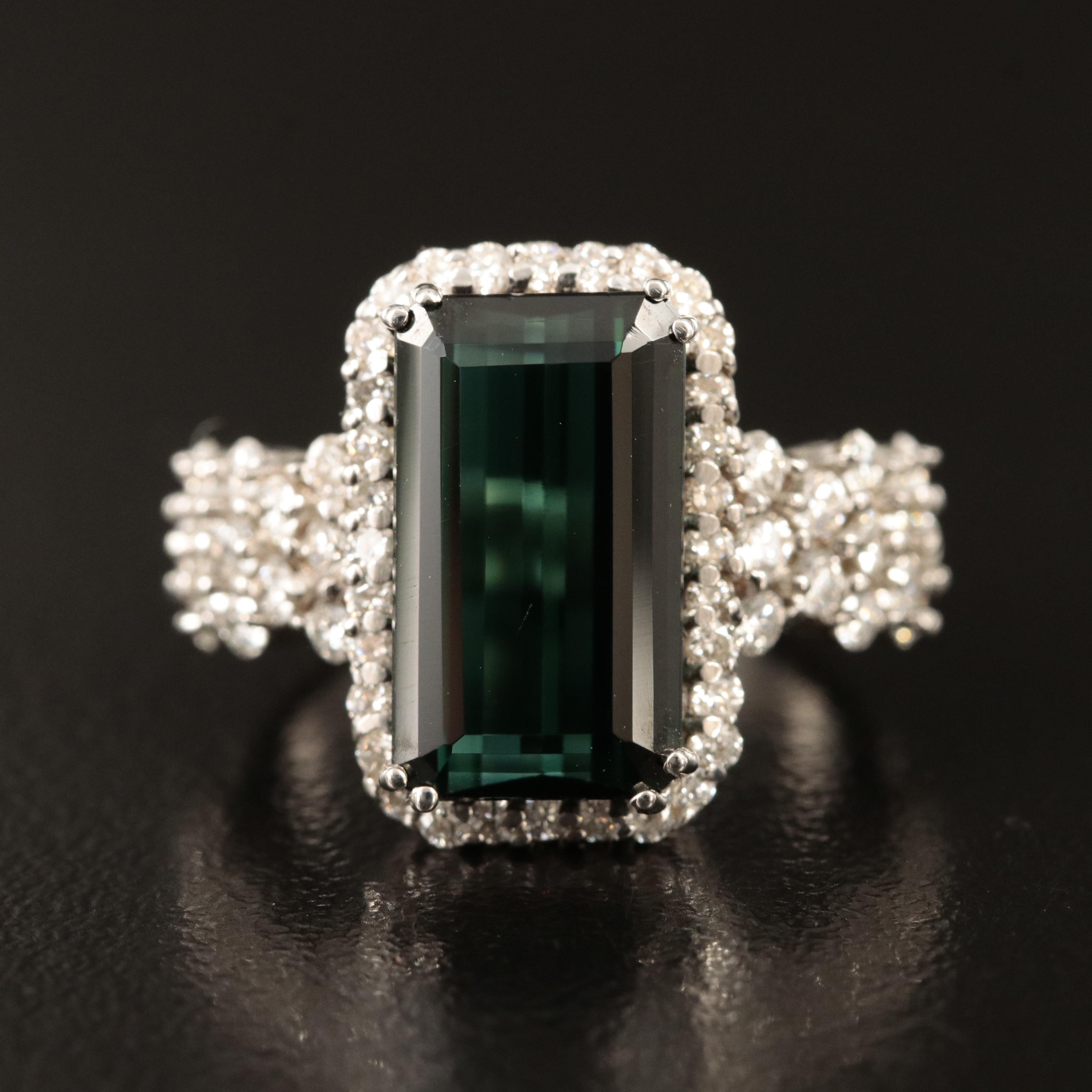 14K 4.18 CT Tourmaline and Diamond Ring