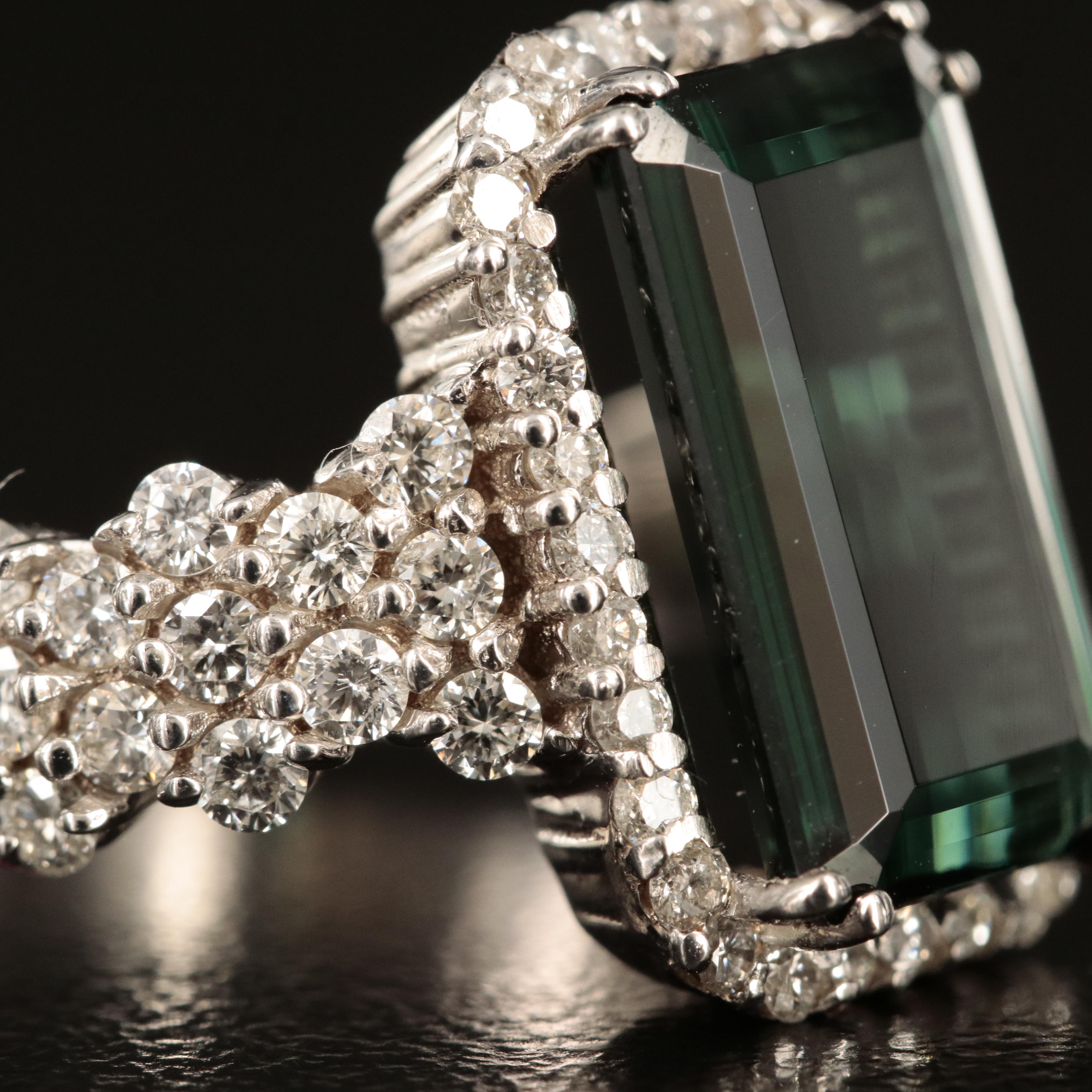 14K 4.18 CT Tourmaline and Diamond Ring