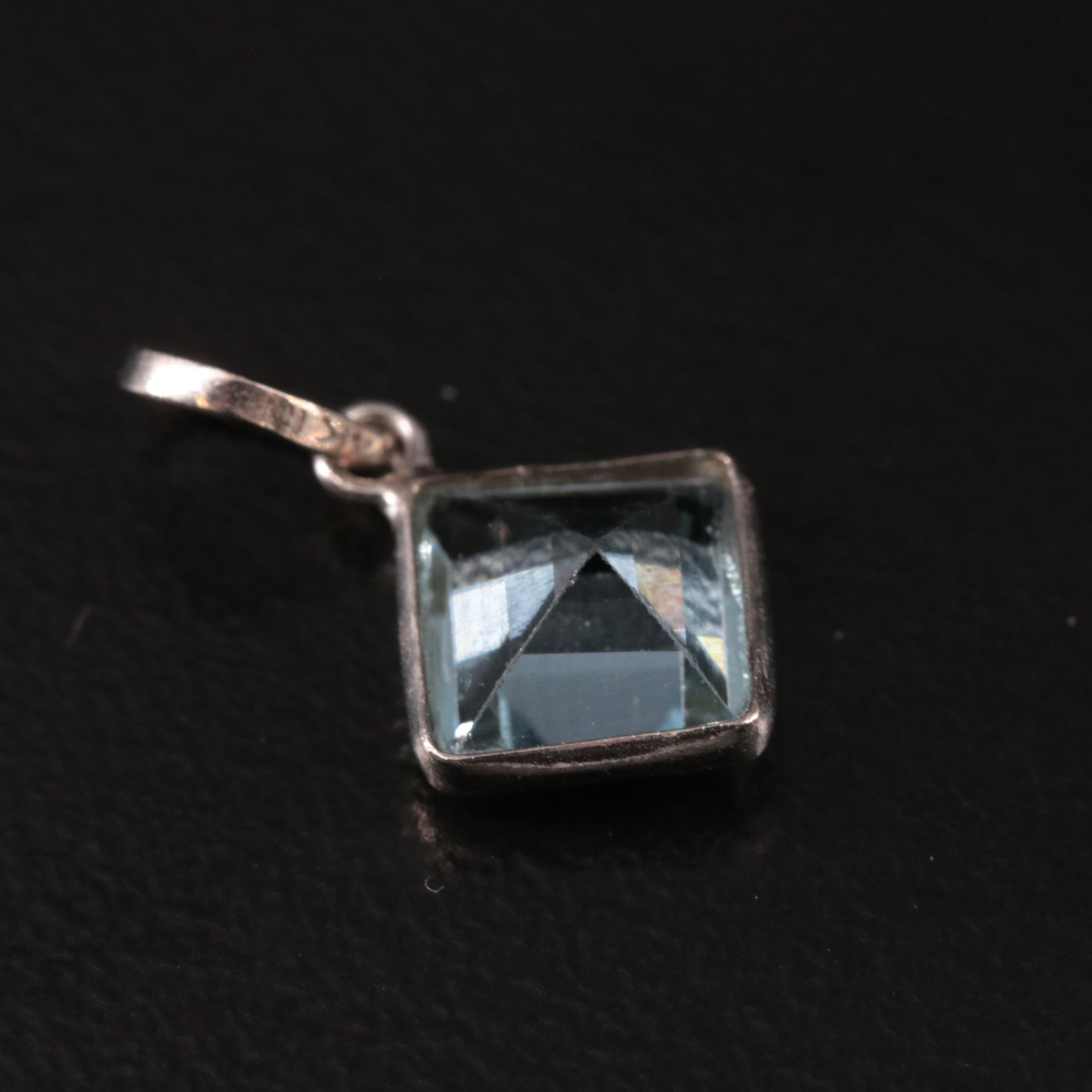 14K Blue Topaz Pendant