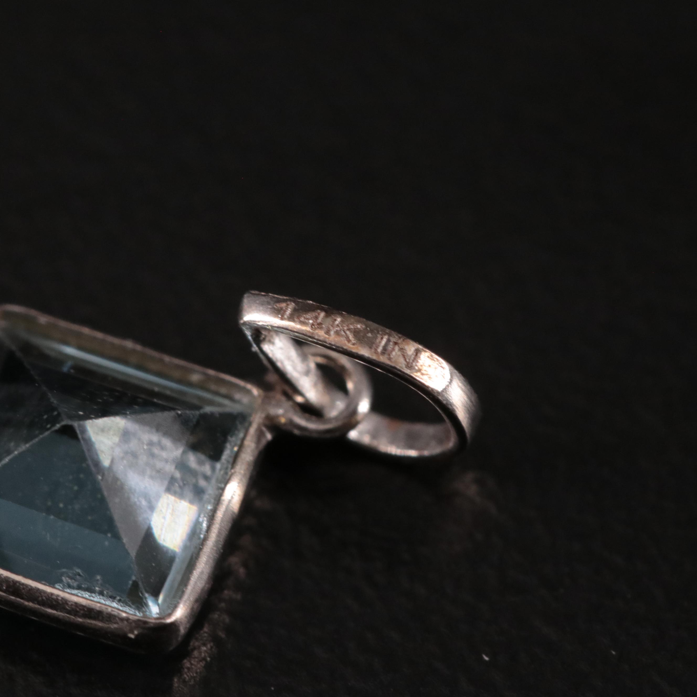 14K Blue Topaz Pendant