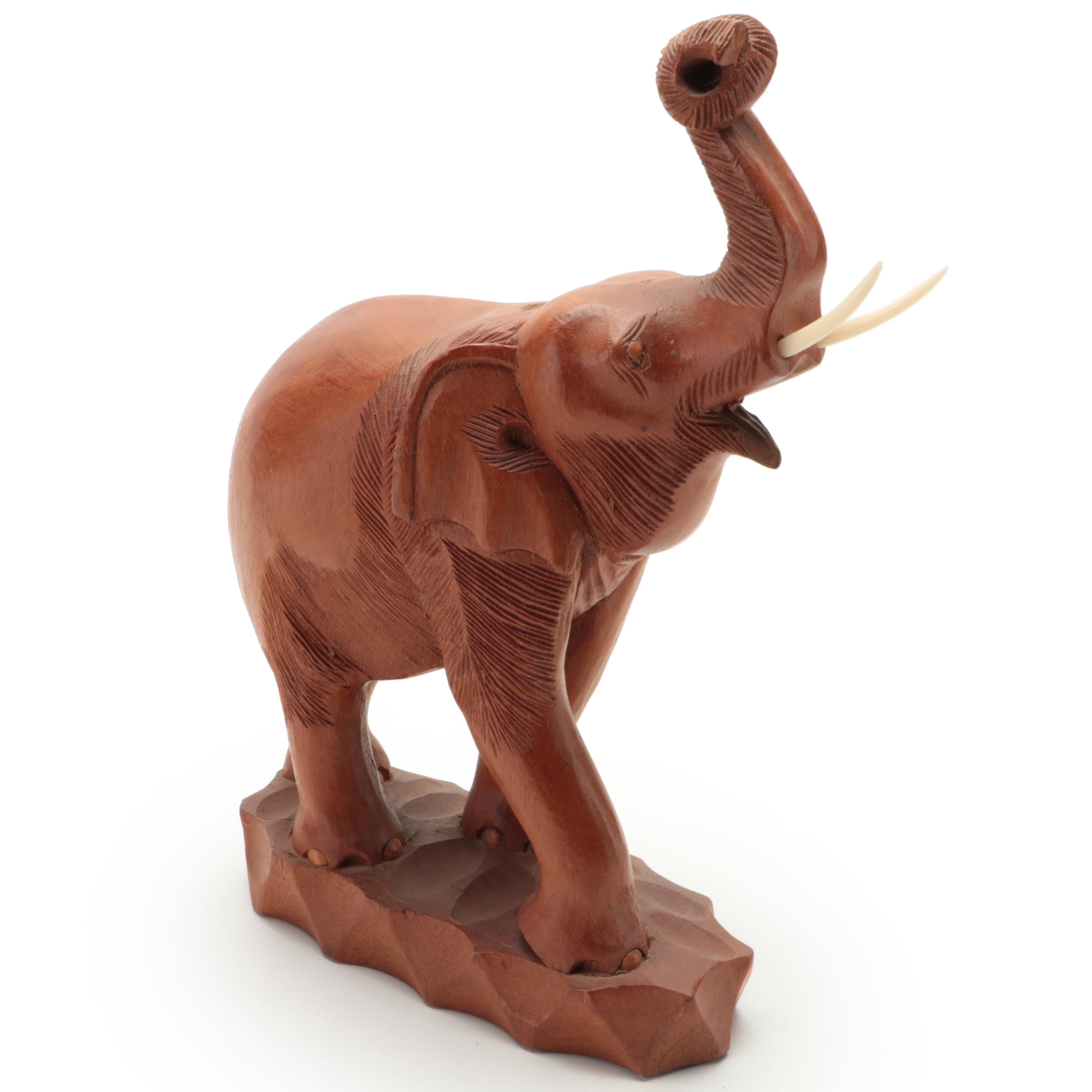 Carved Hardwood Elephant Sculpture