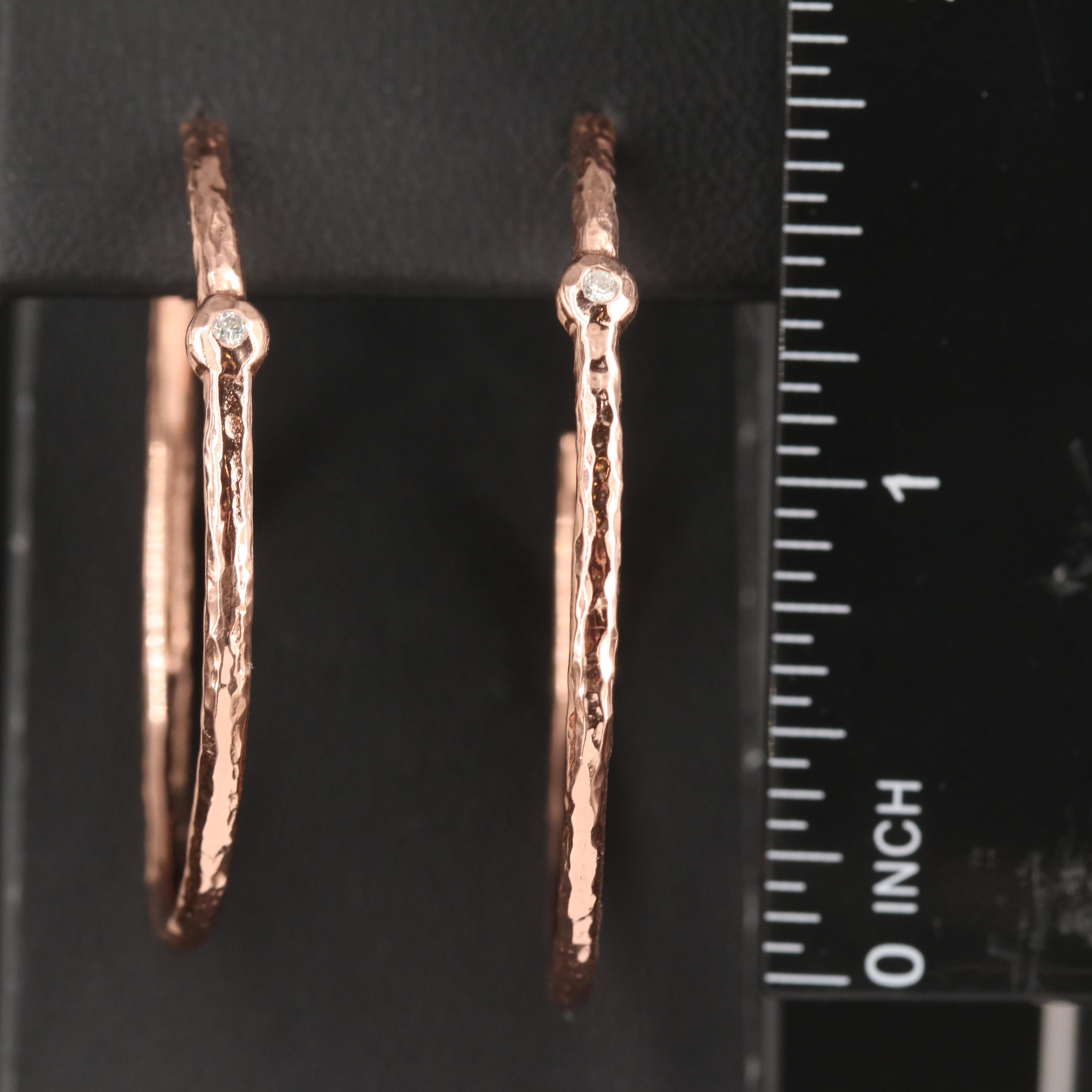Ippolita "Rose" Sterling Diamond Hammered Hoop Earrings
