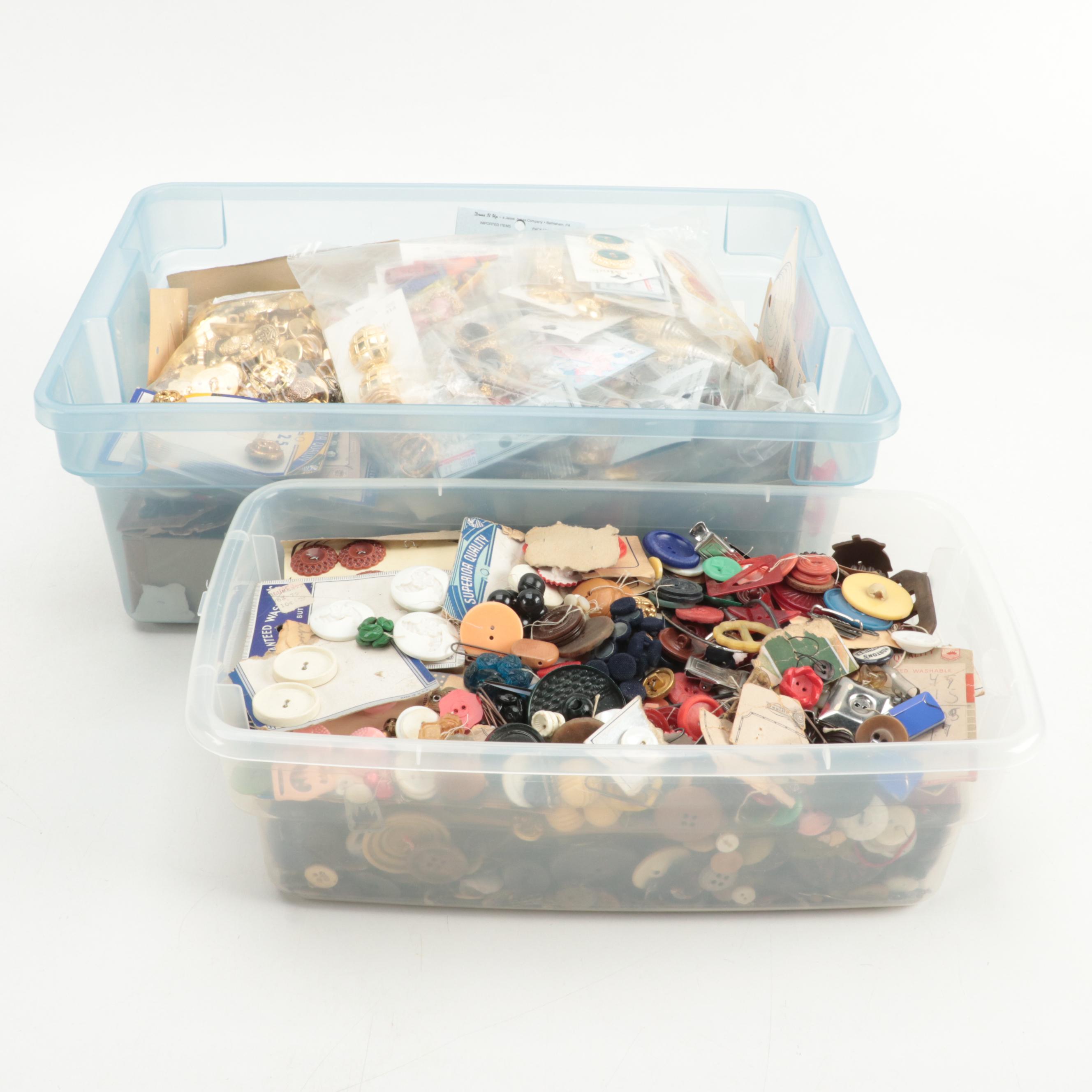 Bakelite, Acrylic, Wood, Metal and Other Button Collection, 20th Century