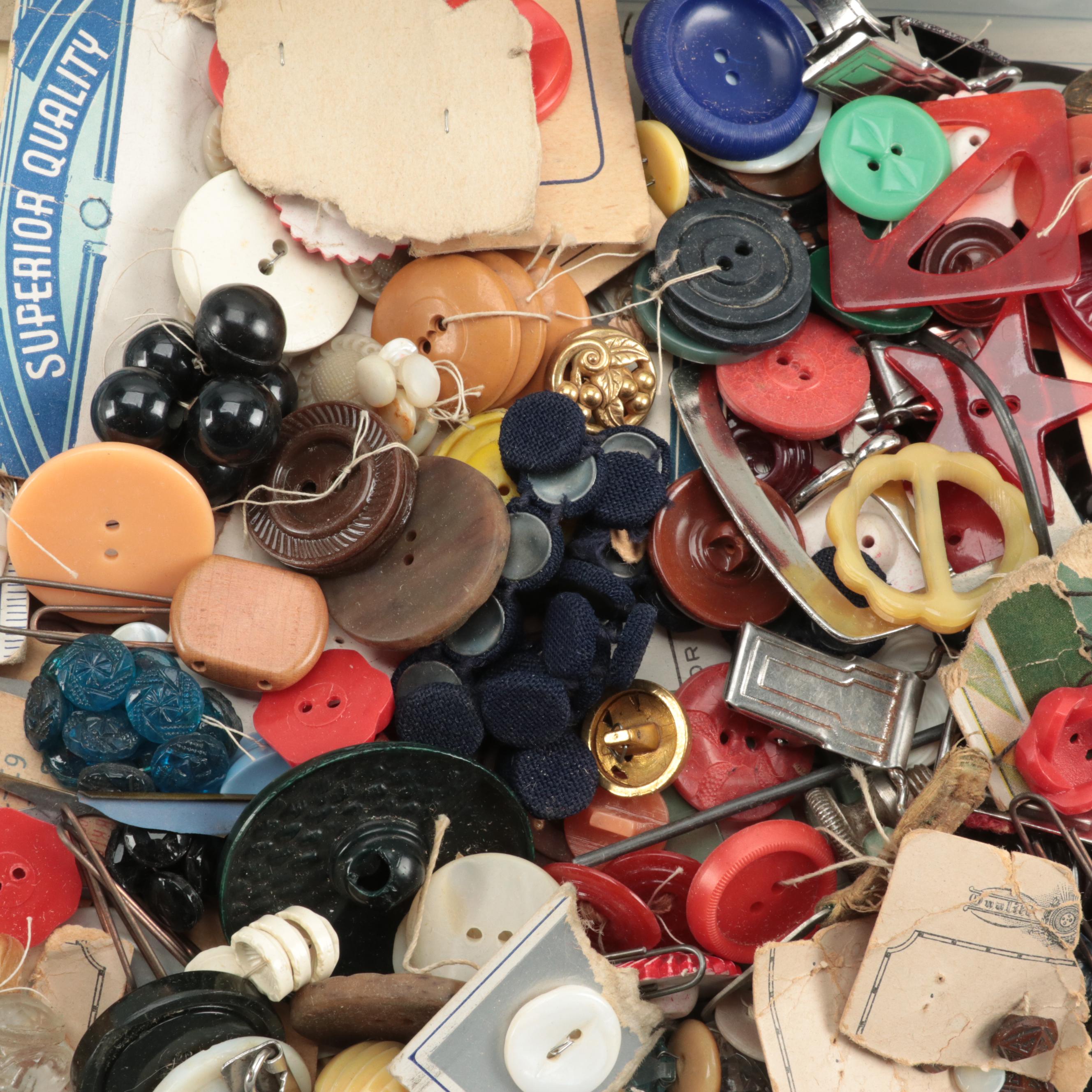 Bakelite, Acrylic, Wood, Metal and Other Button Collection, 20th Century