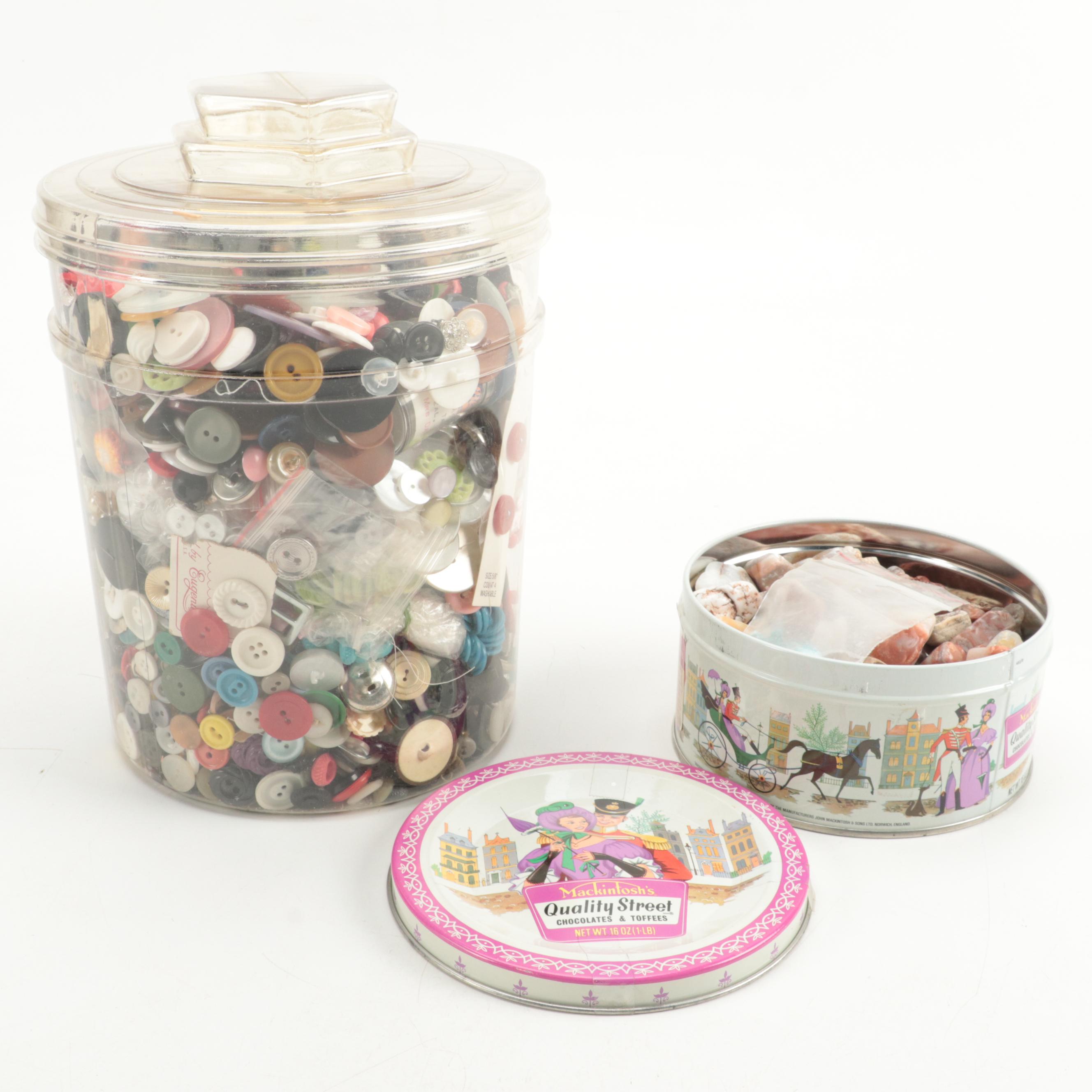 Bakelite, Acrylic, Wood, Metal and Other Button Collection, 20th Century