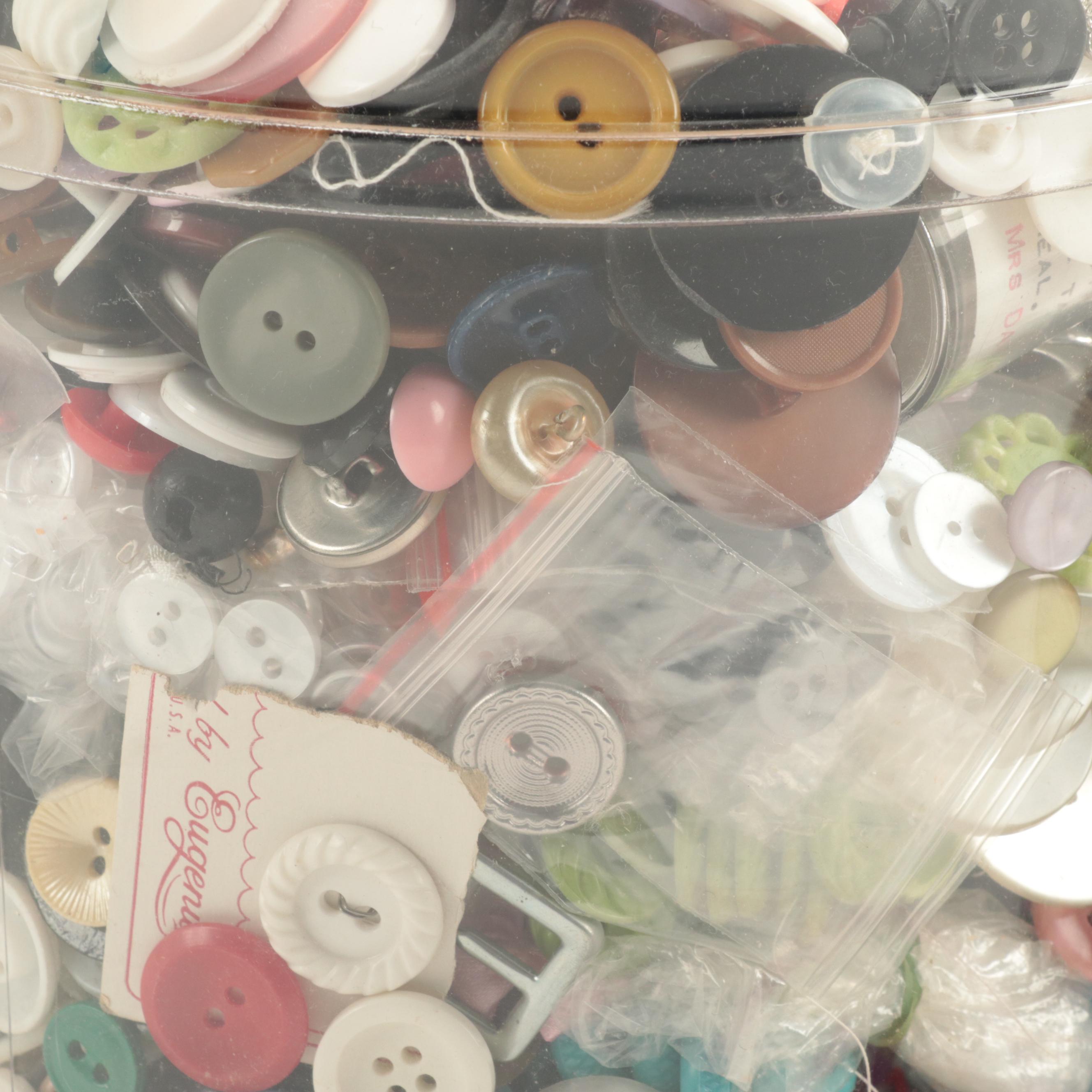 Bakelite, Acrylic, Wood, Metal and Other Button Collection, 20th Century