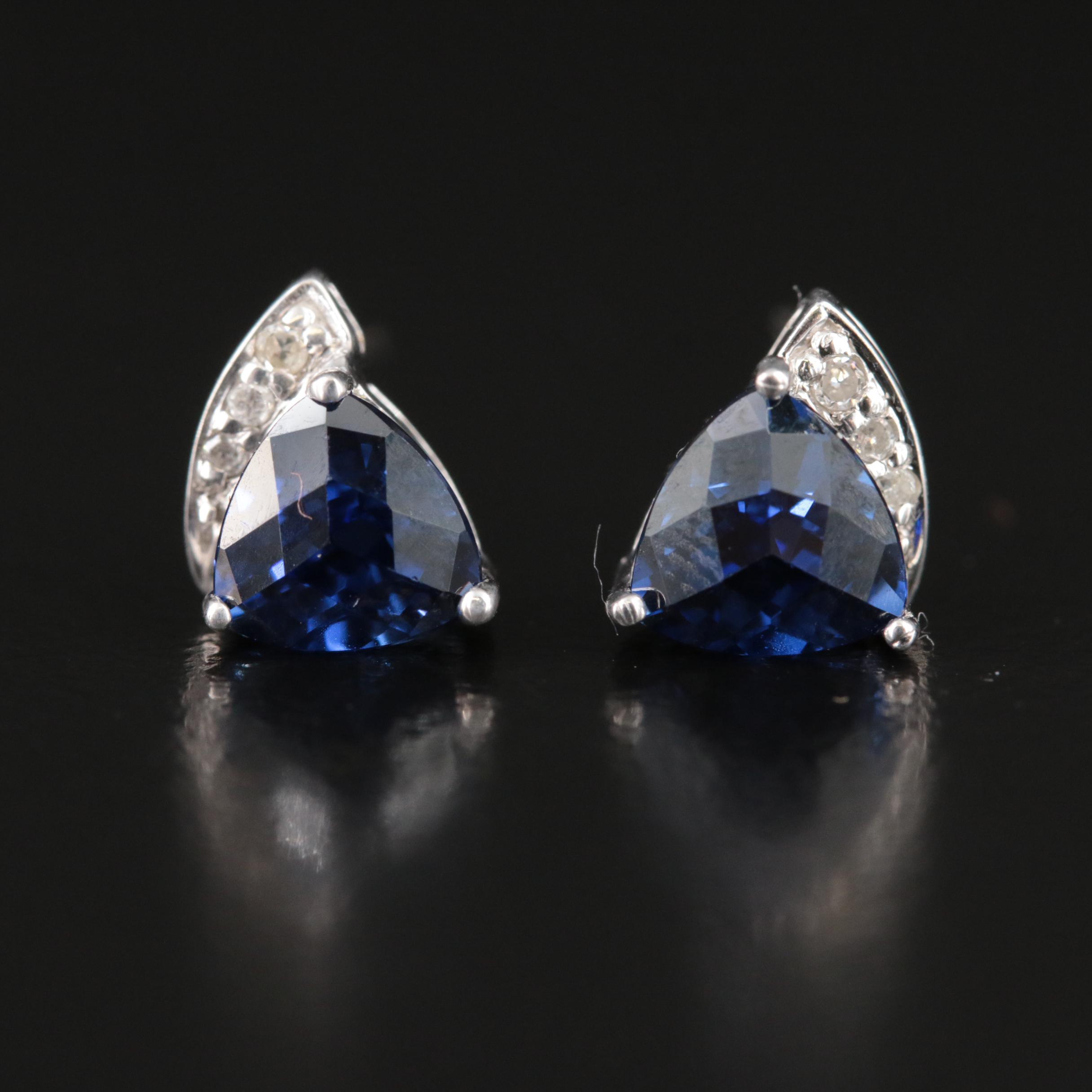 10K Sapphire and Diamond Stud Earrings