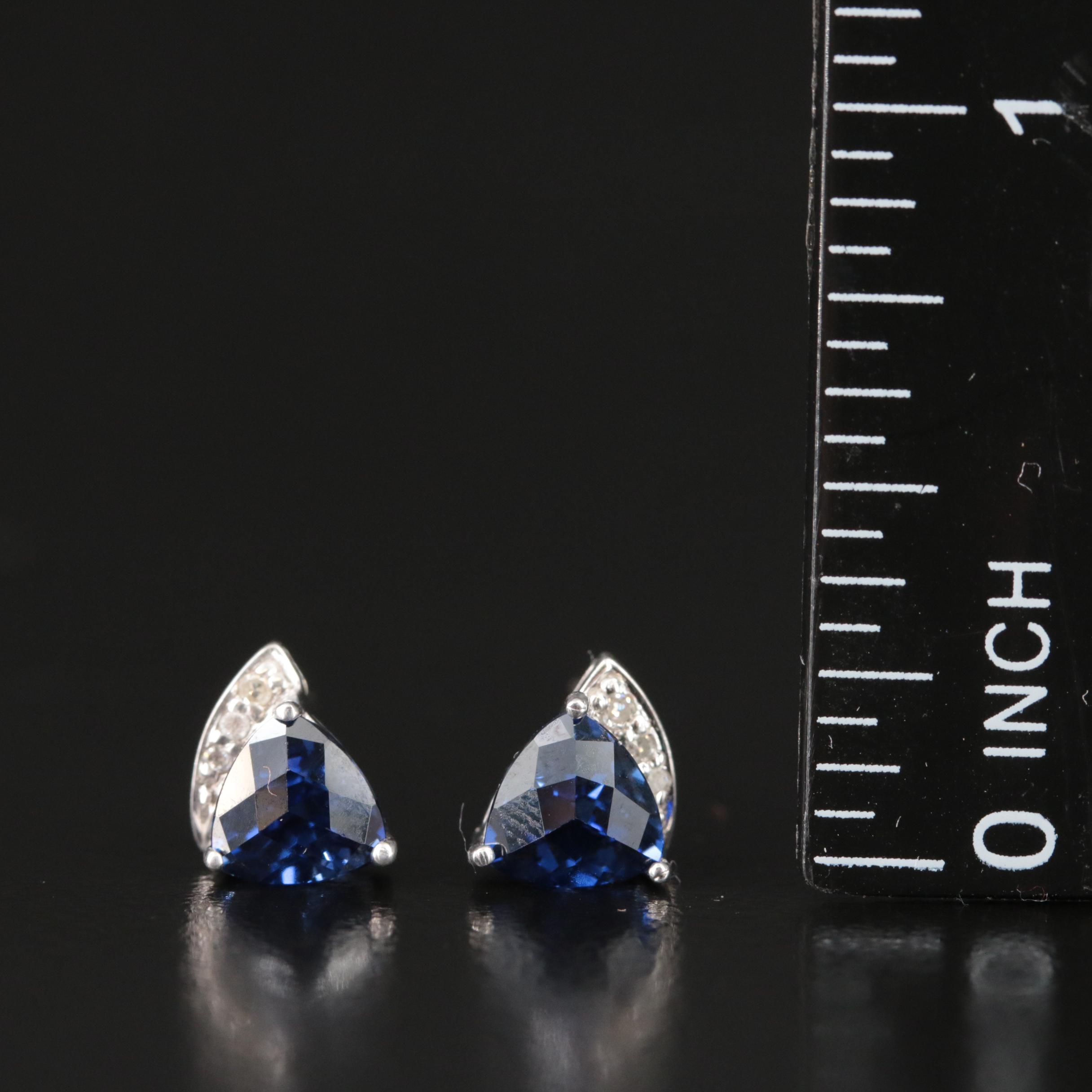 10K Sapphire and Diamond Stud Earrings
