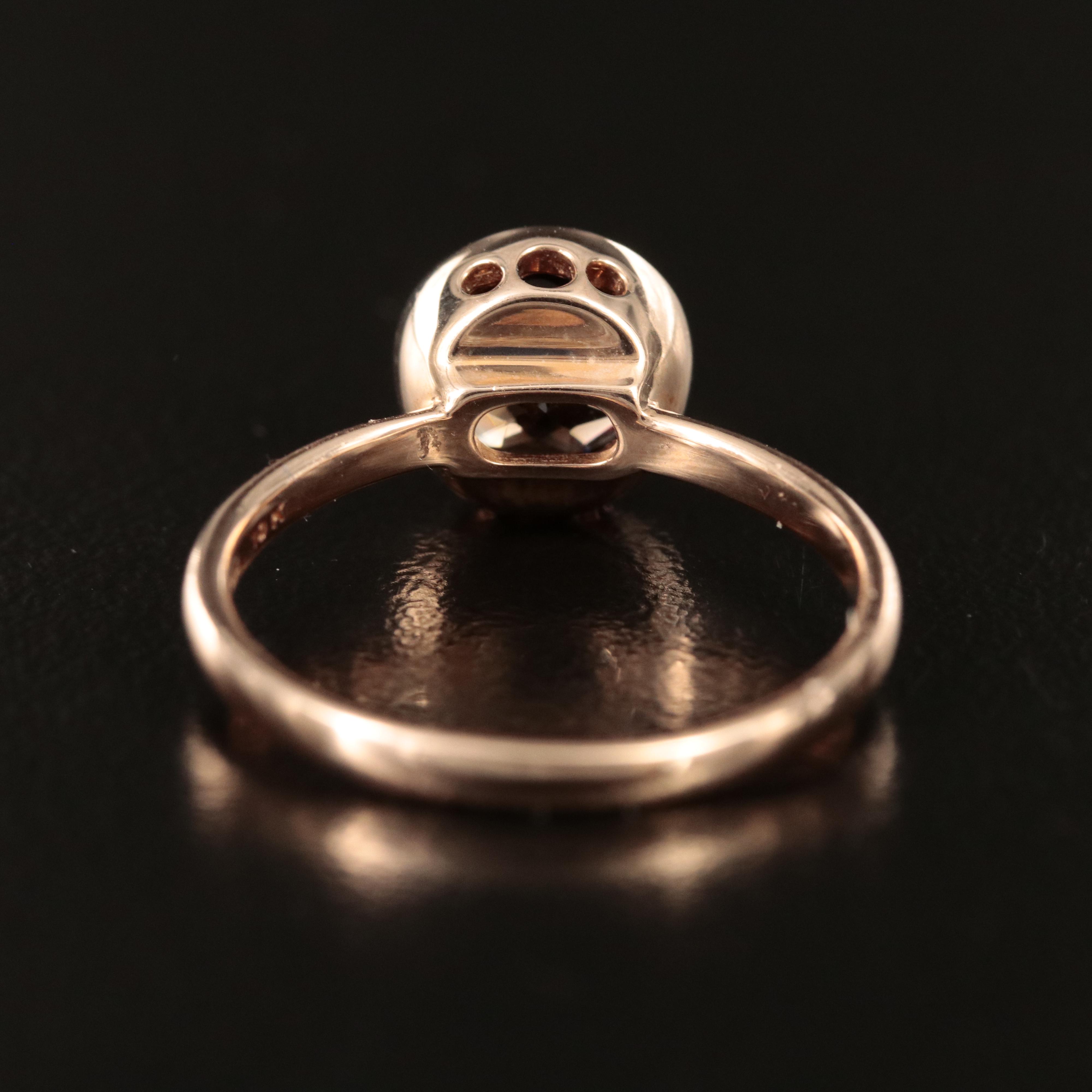 10K Rose Gold Smoky Quartz Bezel Set Solitaire Ring