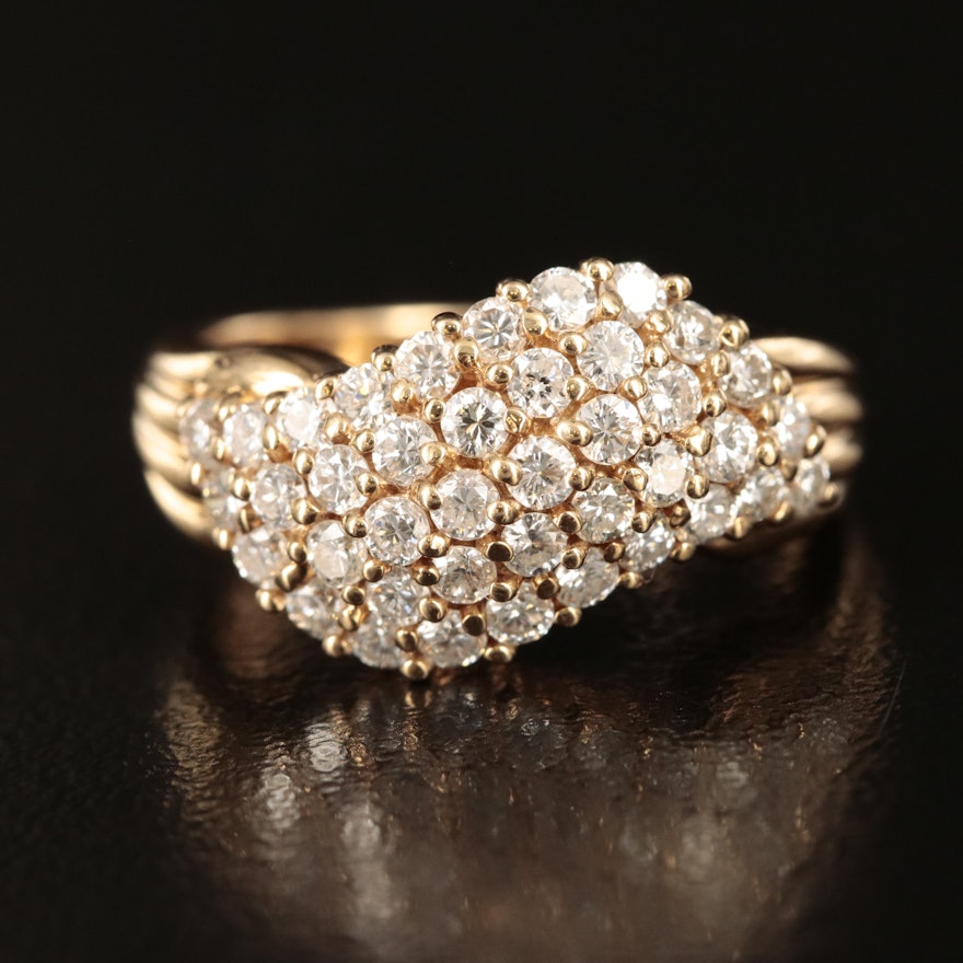 14K 1.00 CTW Diamond Wave Ring