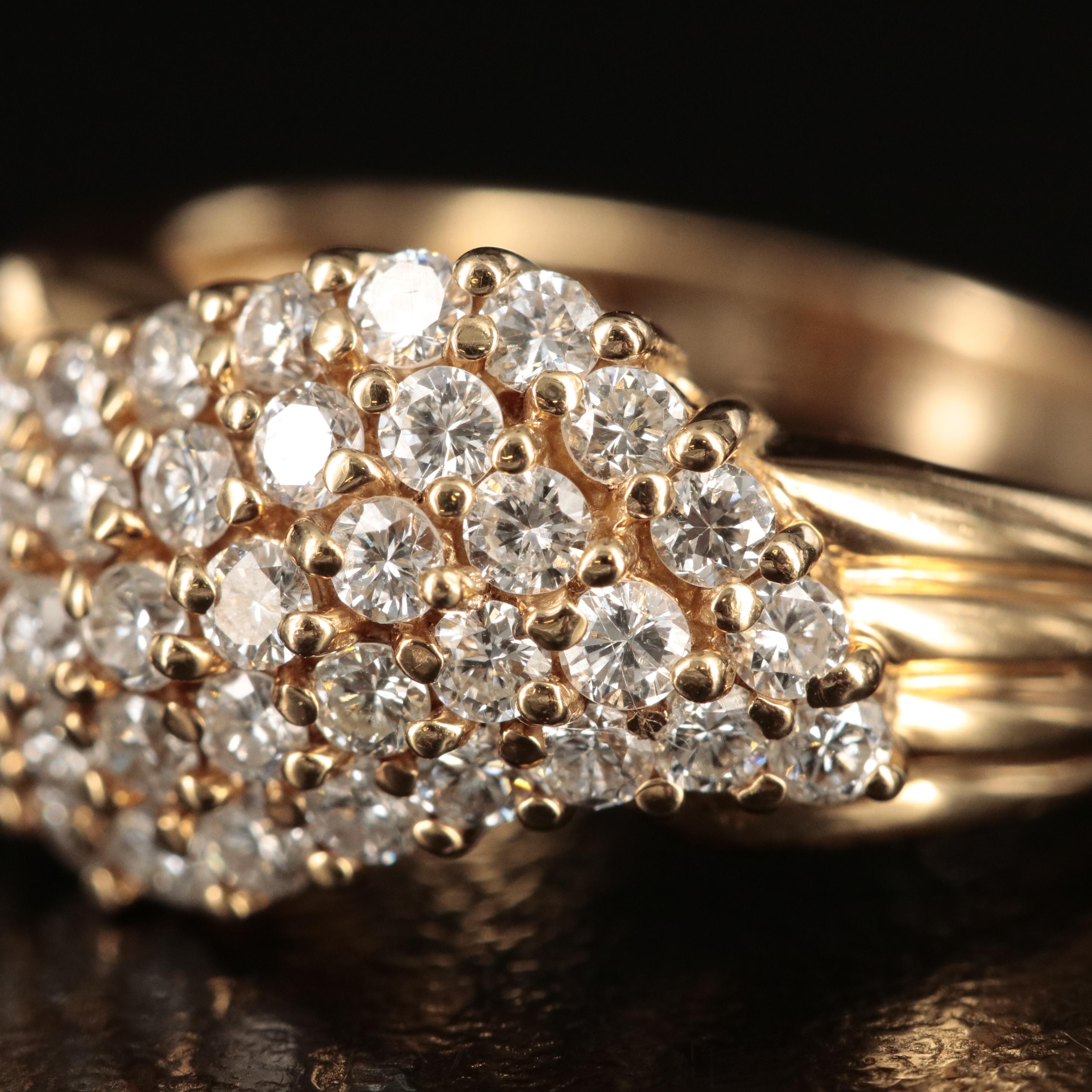 14K 1.00 CTW Diamond Wave Ring